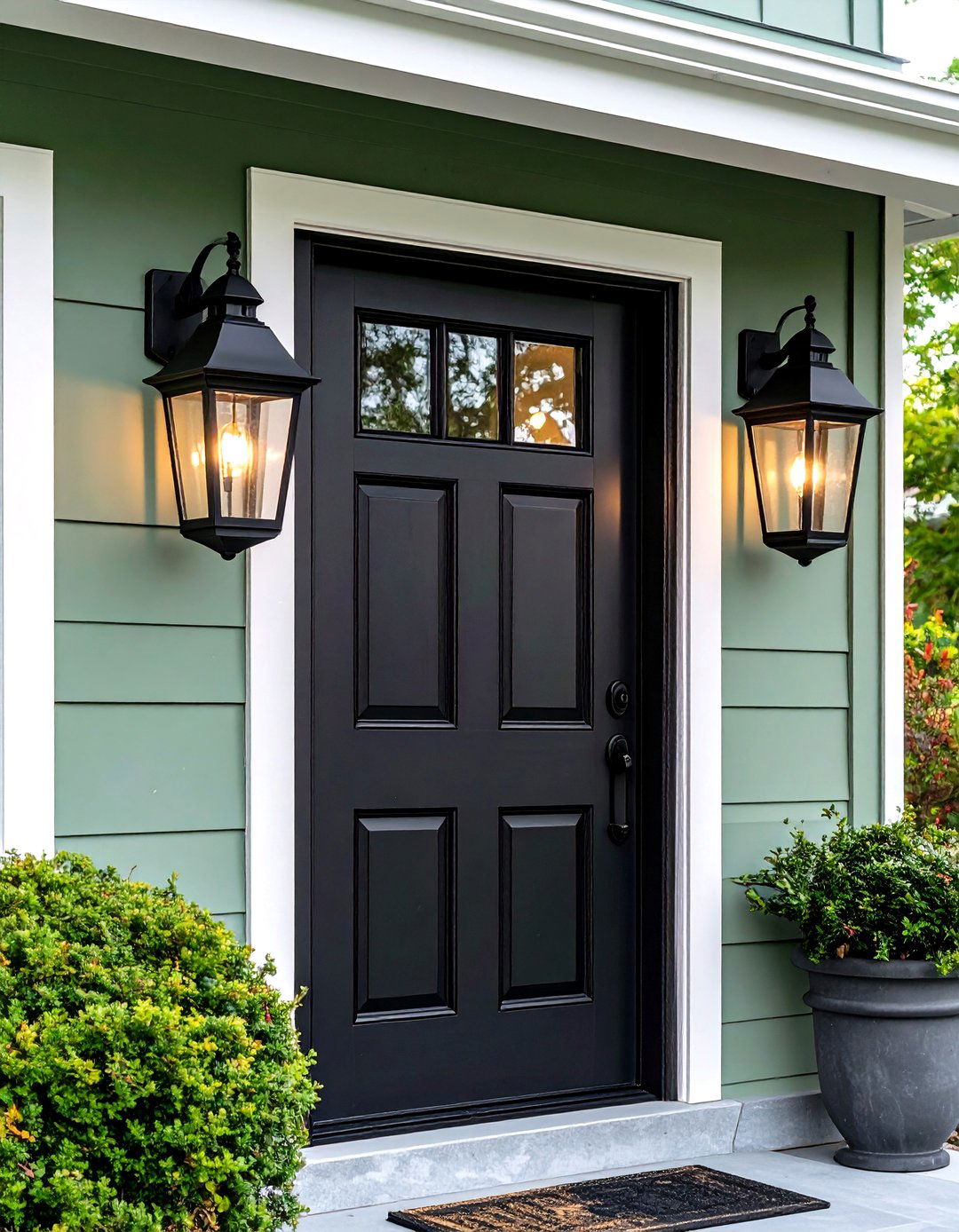 Lighting and Hardware Choices - 20 Sage Green House With Black Door