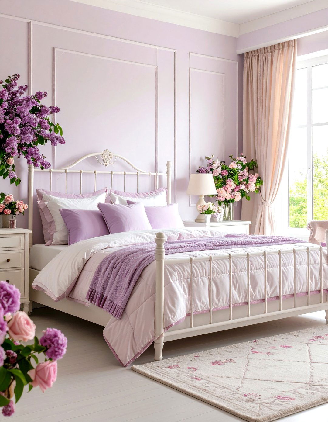 Lilac Bedroom with Cottage Garden Romance - 20 Lilac Bedroom Ideas