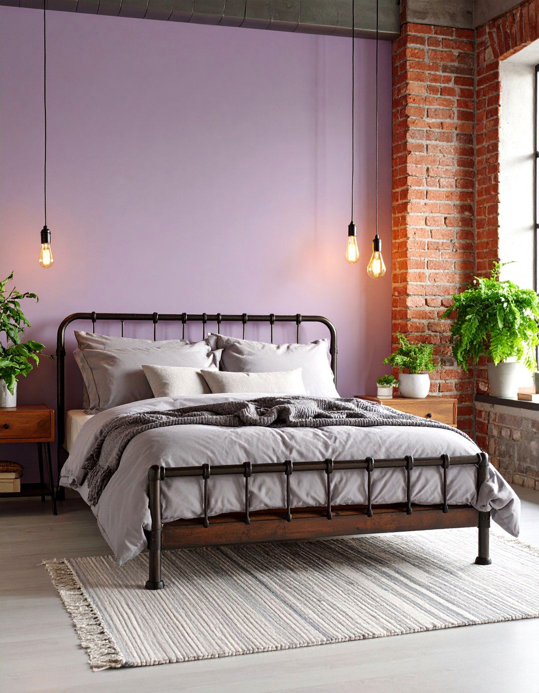 Lilac Bedroom with Industrial Chic Elements - 20 Lilac Bedroom Ideas
