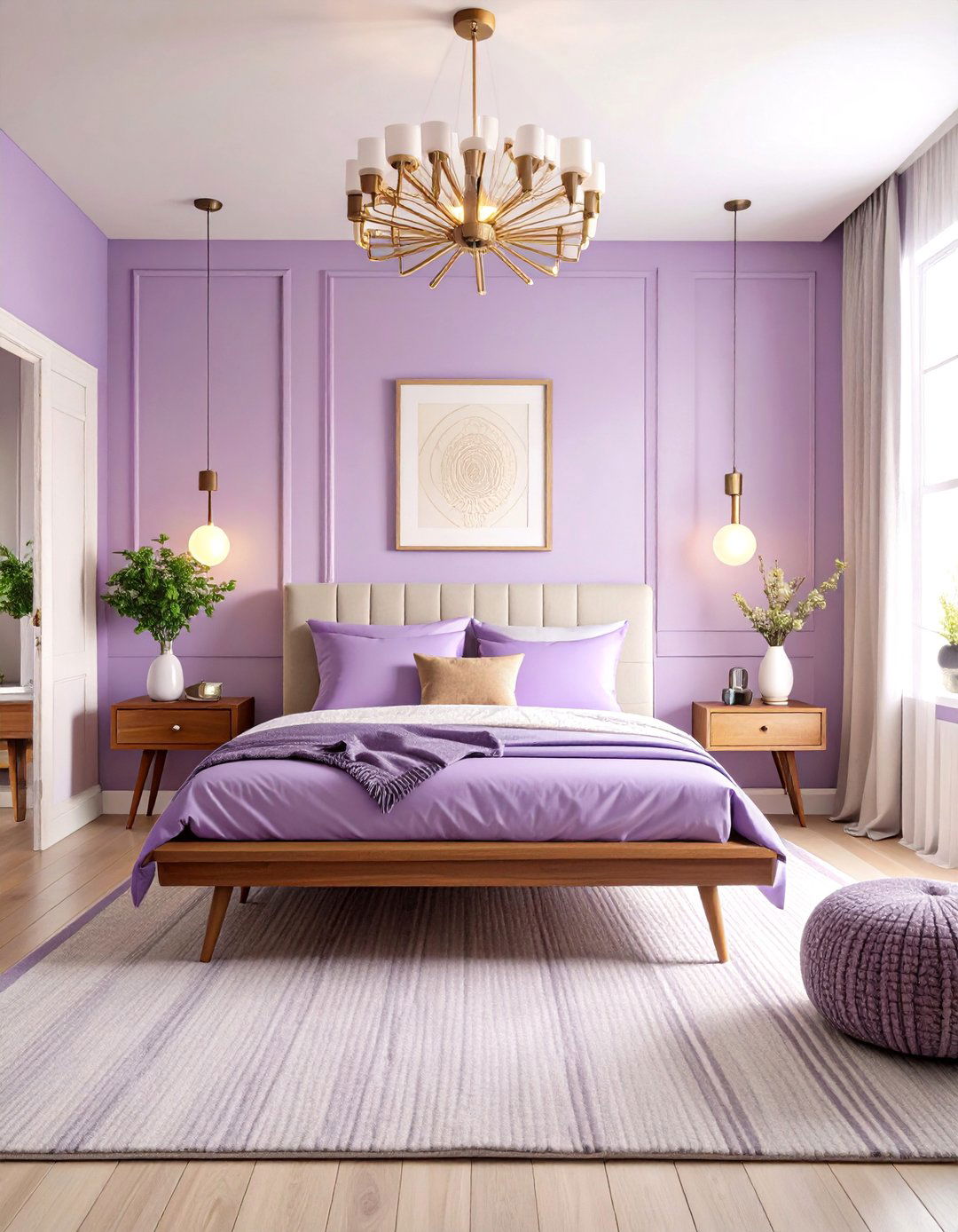 Lilac Bedroom with Retro Mid Century Modern - 20 Lilac Bedroom Ideas
