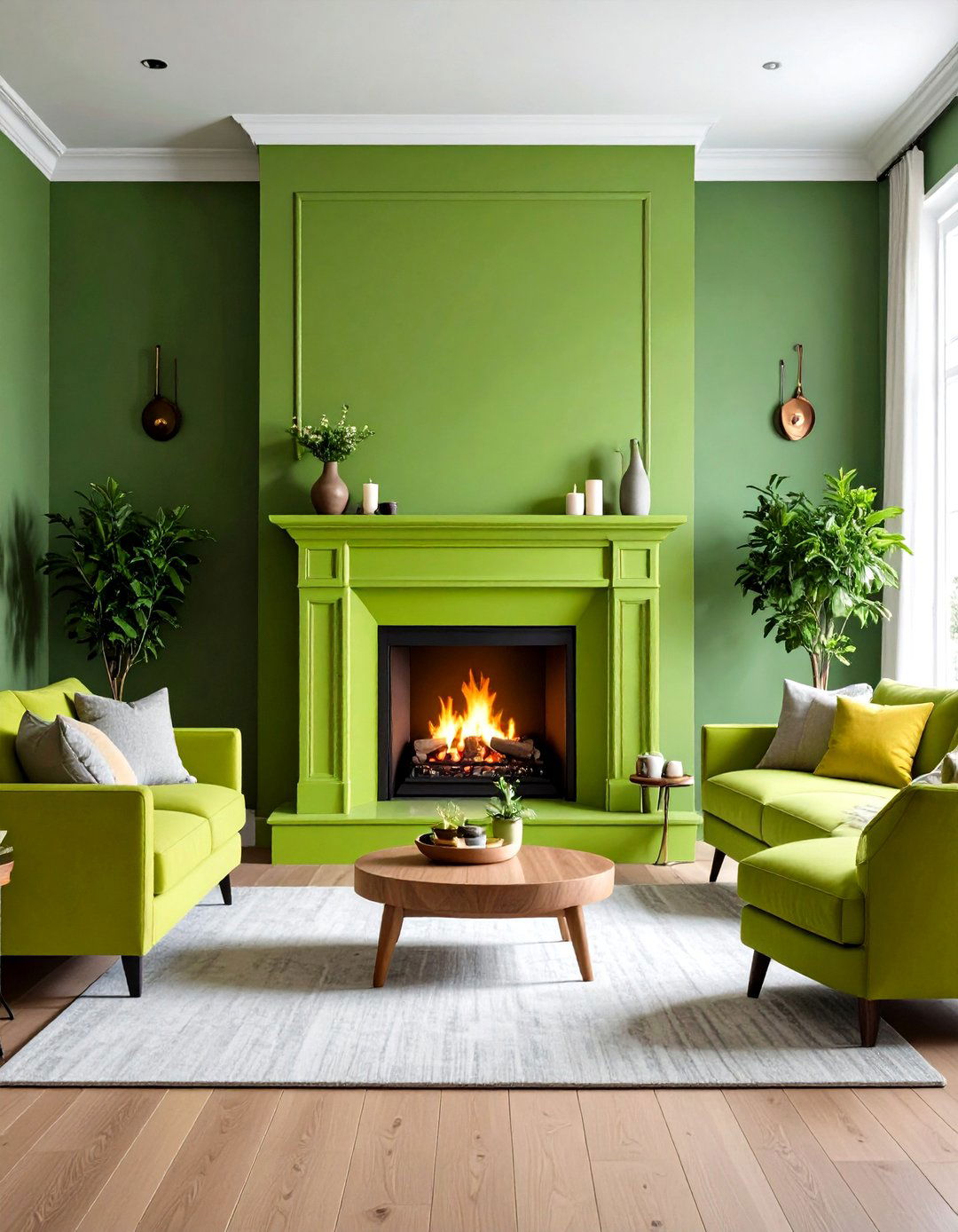 Lime Green Modern Fireplace Statement - 20 Green Fireplace Ideas
