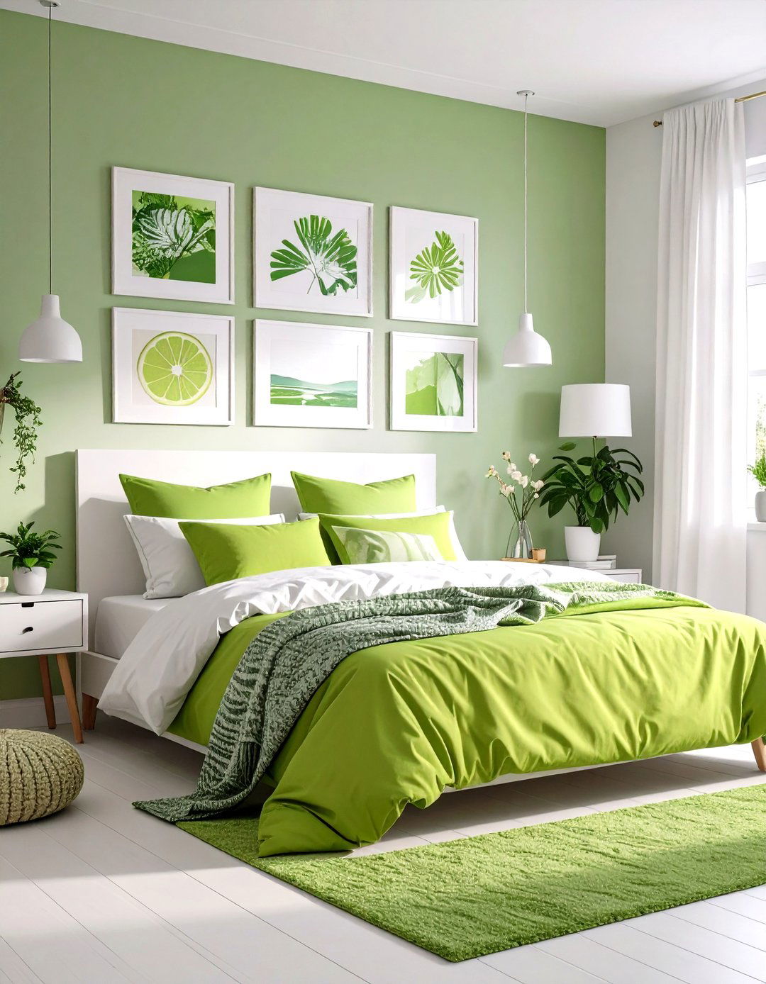 Lime Green Pop Art Prints to Spark Energy - 20 Green and White Bedroom Ideas
