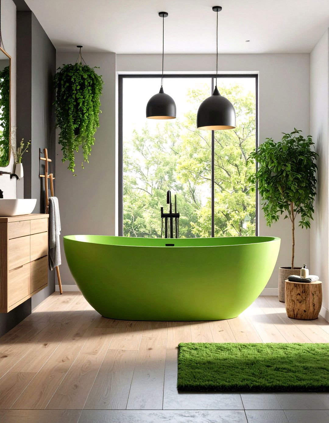 Lime Green Statement Bathtub Turns Heads - 20 Green Bathroom Ideas