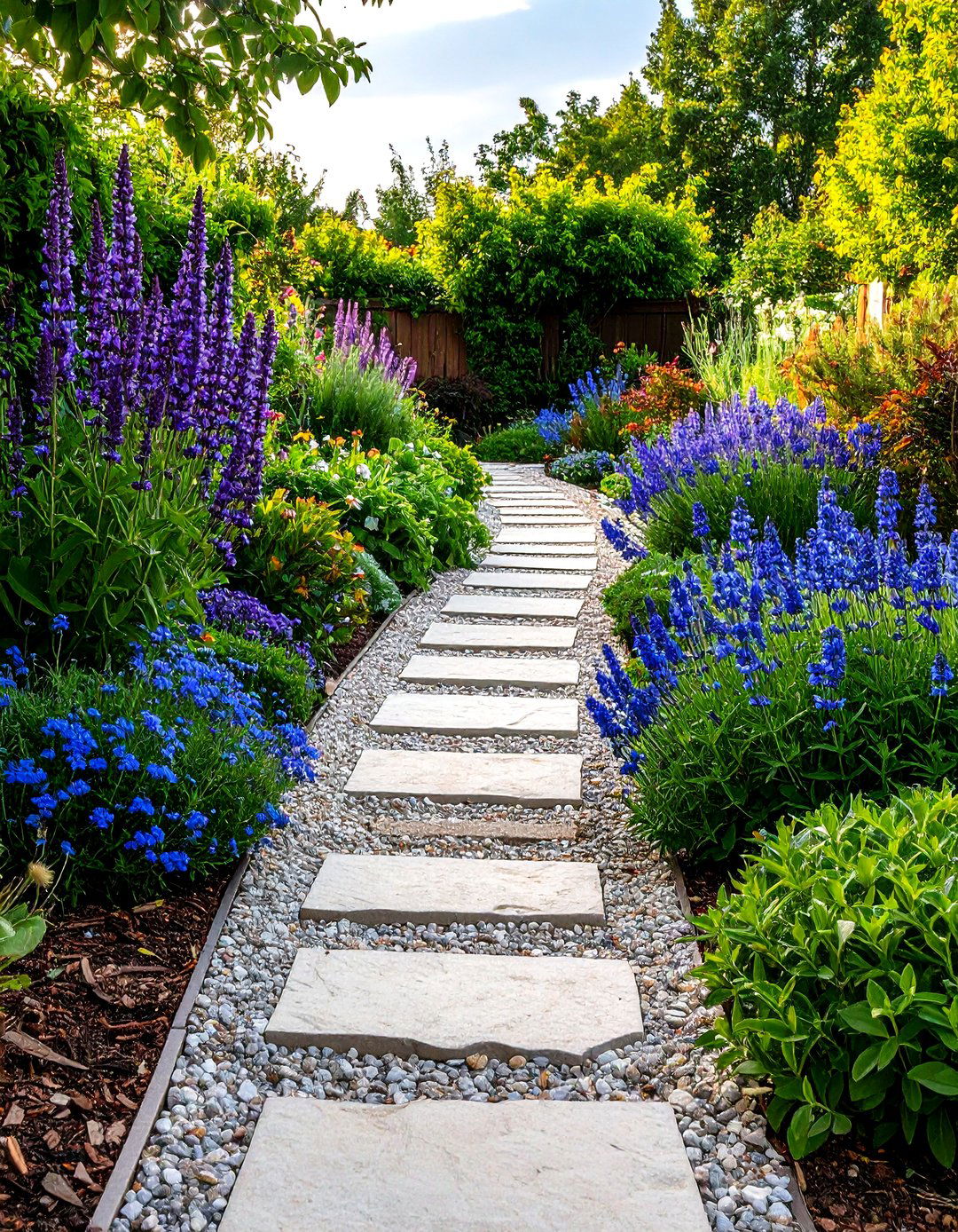Limestone Edged Texas Cottage Flower Bed Pathway - 20 Front Yard Texas Flower Bed Ideas