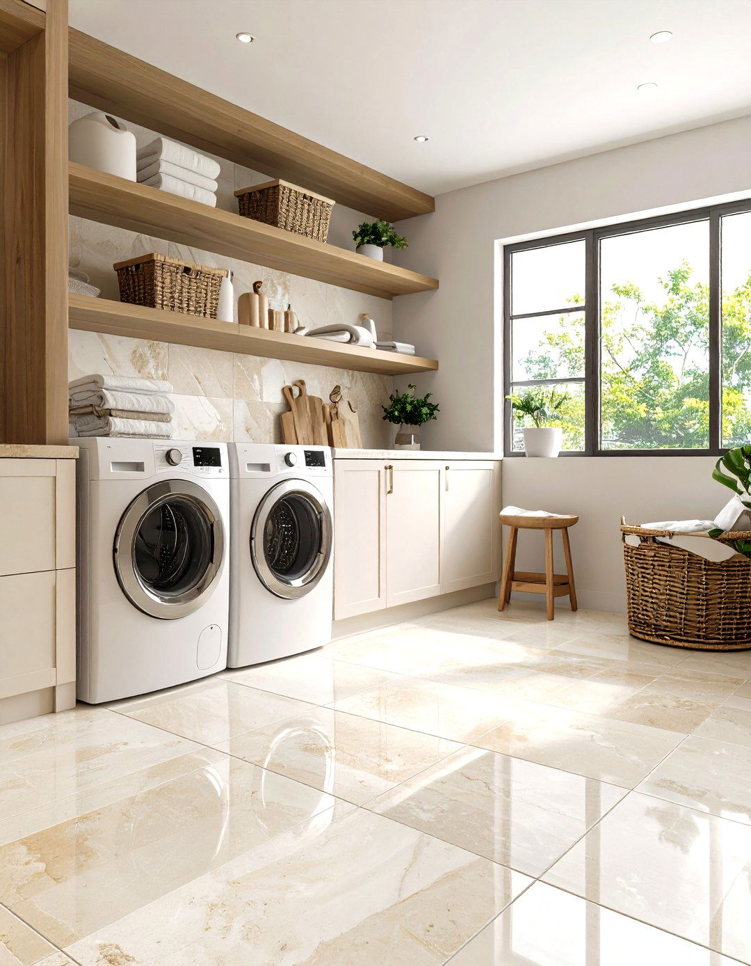 Limestone Natural Laundry Room Tile Serene Design - 20 Laundry Room Tile Ideas