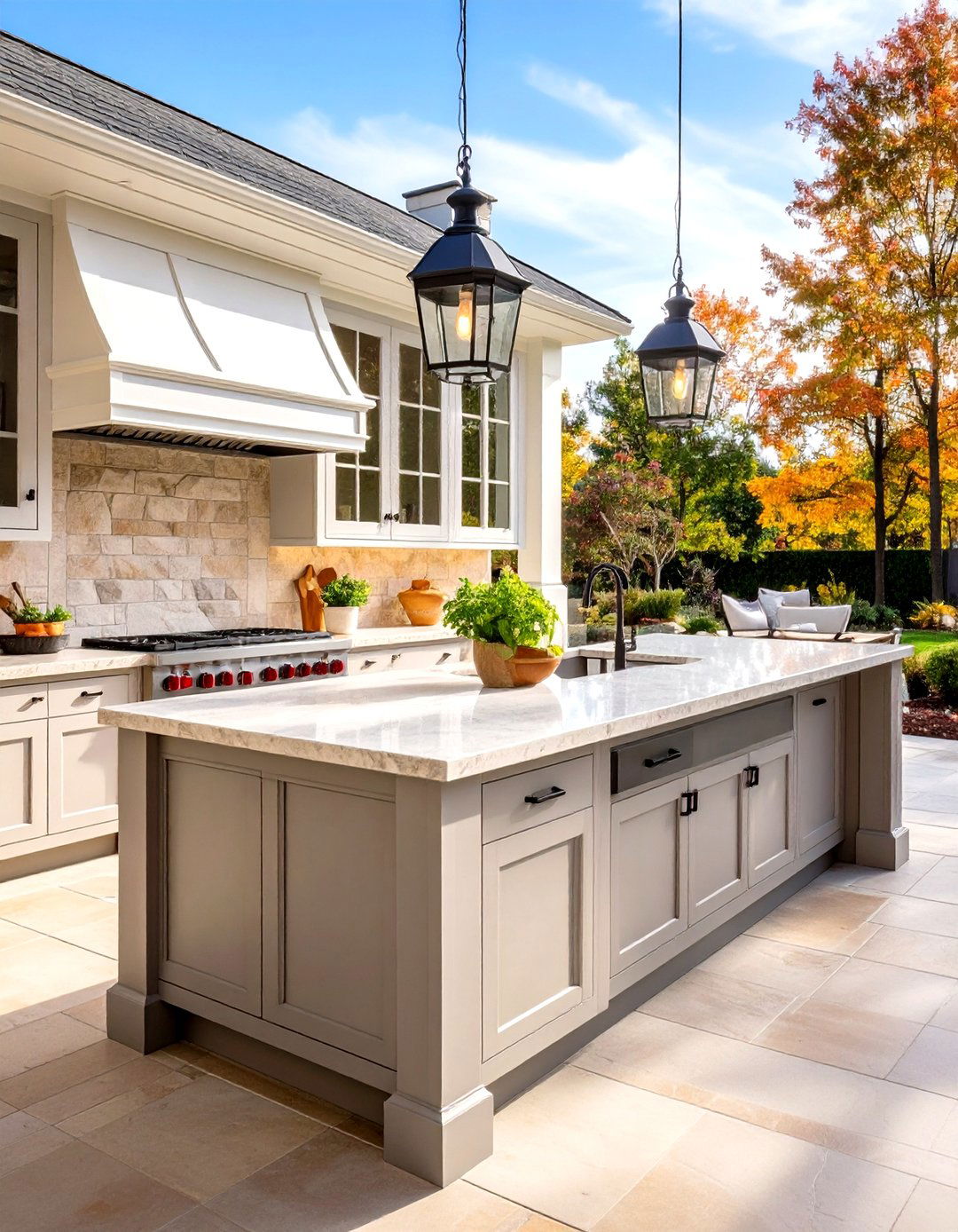 Limestone Outdoor Kitchen Countertop for Timeless Elegance - 20 Outdoor Kitchen Countertop Ideas