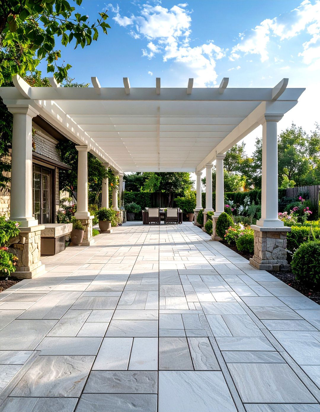 Limestone Paver Pergola Flooring - 20 Pergola Flooring Ideas