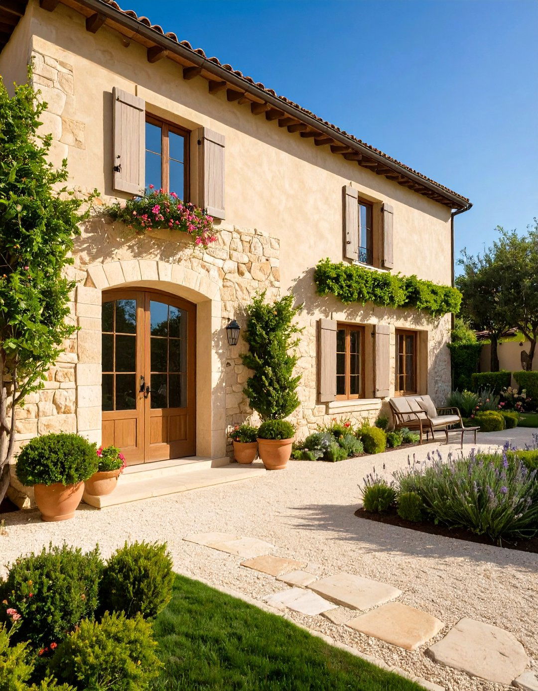 Limestone Stucco Blend - 20 Stone Exterior Home Ideas