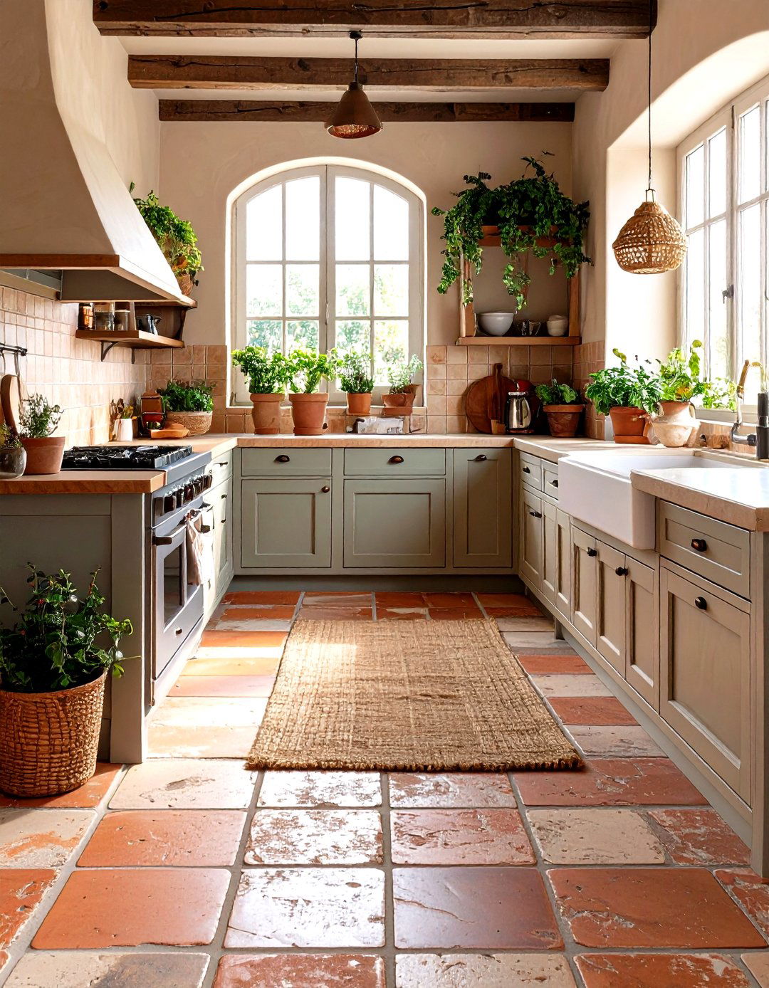 Limestone or Terracotta Floors Anchor the French Country Kitchen - 20 French Country Kitchen Ideas