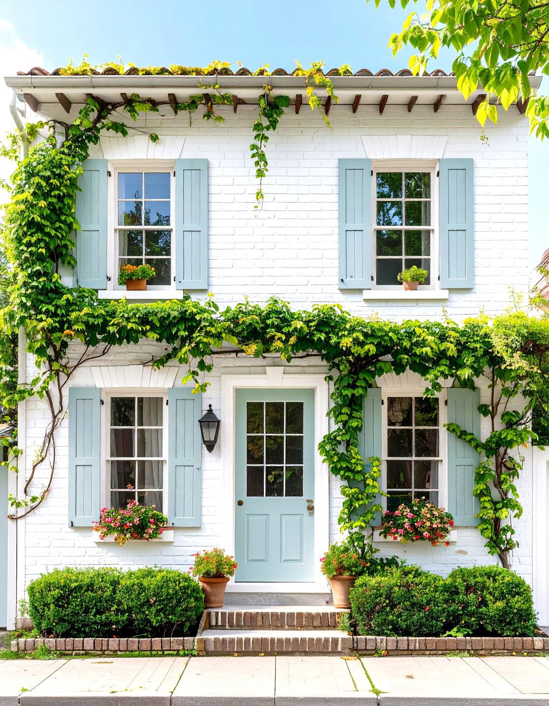 Limewash Brick for Old World Character - 20 Exterior Brick Paint Color Ideas