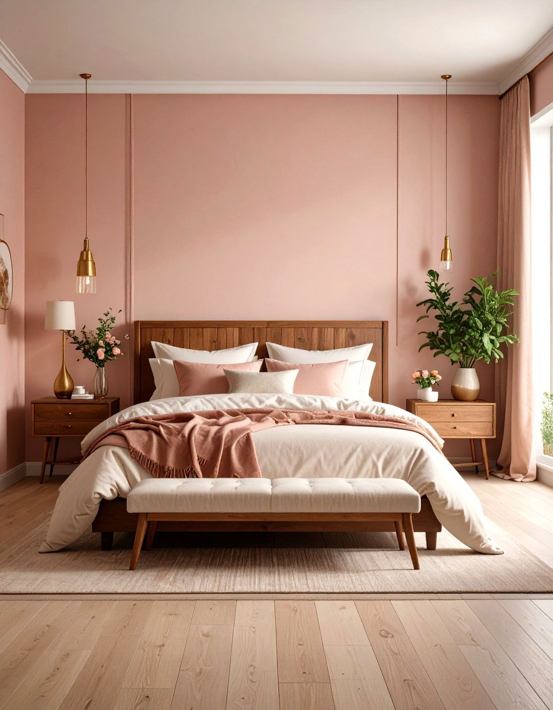 Limewash Gentle Peach Bedroom Warmth - 20 Limewash Bedroom Ideas