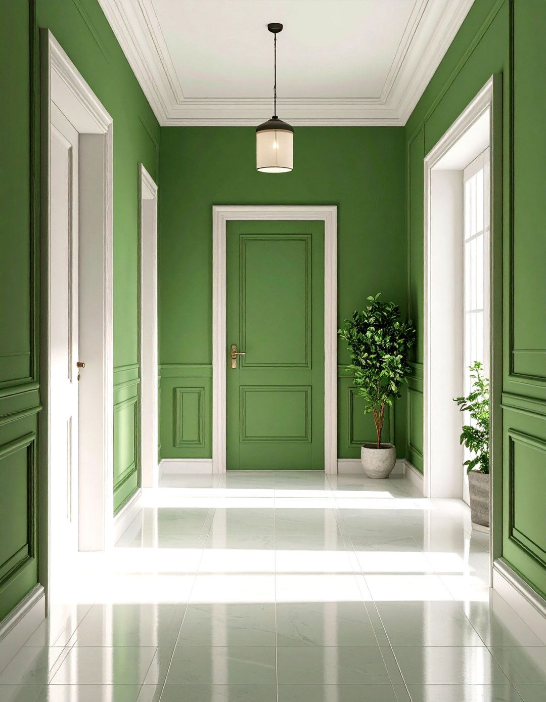 Limewash Green Hallway Texture - 20 Green Hallway Ideas