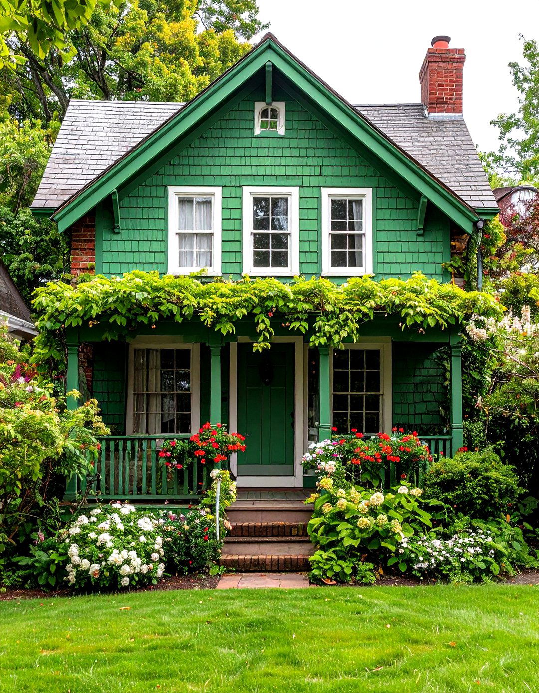 Limewash Patina Green for Historic Brick - 20 Green Exterior House Paint Ideas