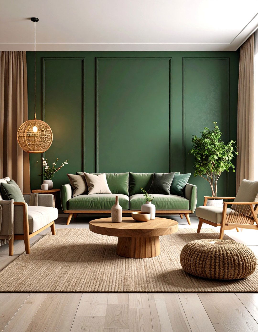 Limewashed Dark Green Accent Wall for Organic Depth - 20 Dark Green Accent Wall Ideas