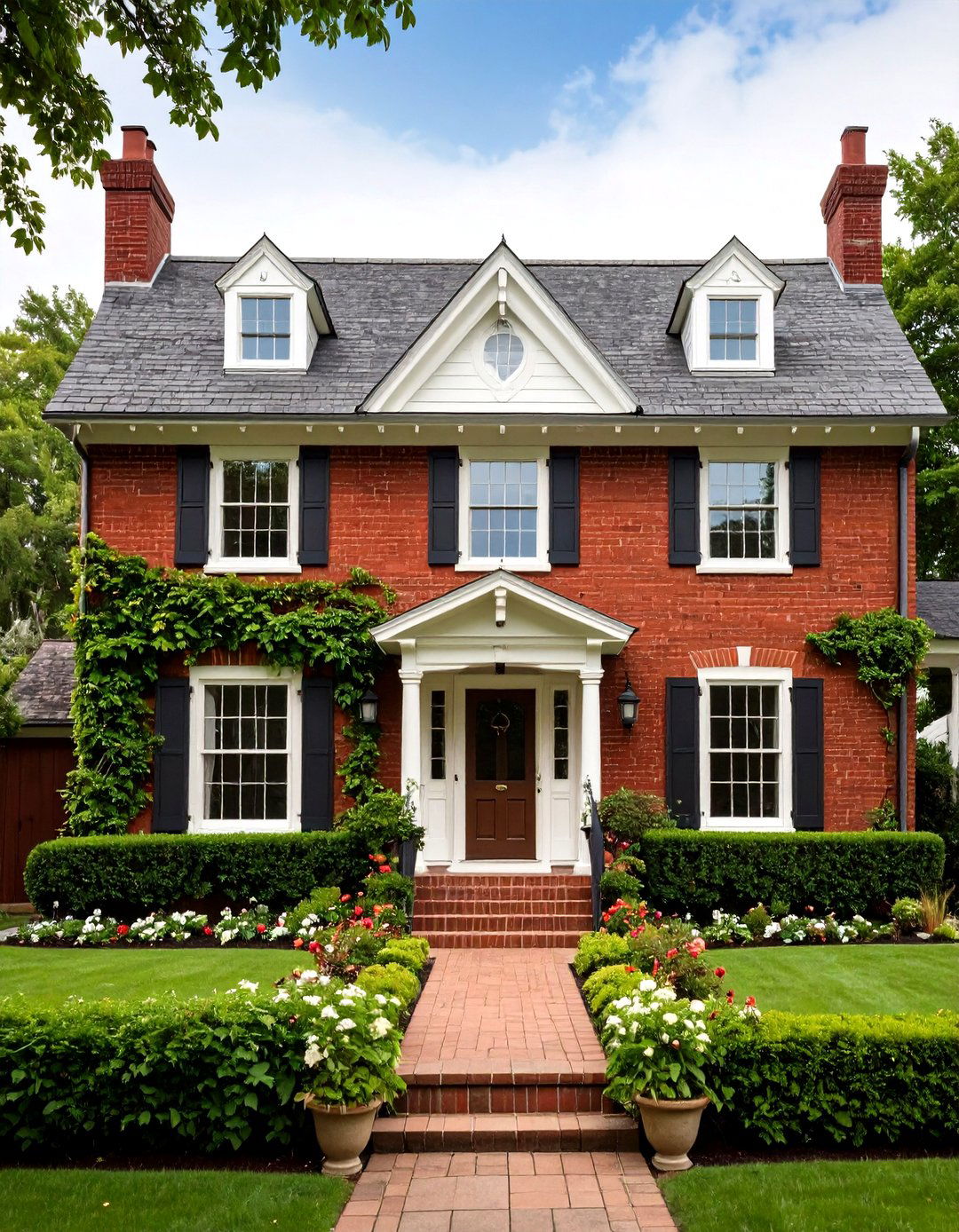 Limewashed Red Brick House Exterior for Texture - 20 Dark Red House Exterior Ideas