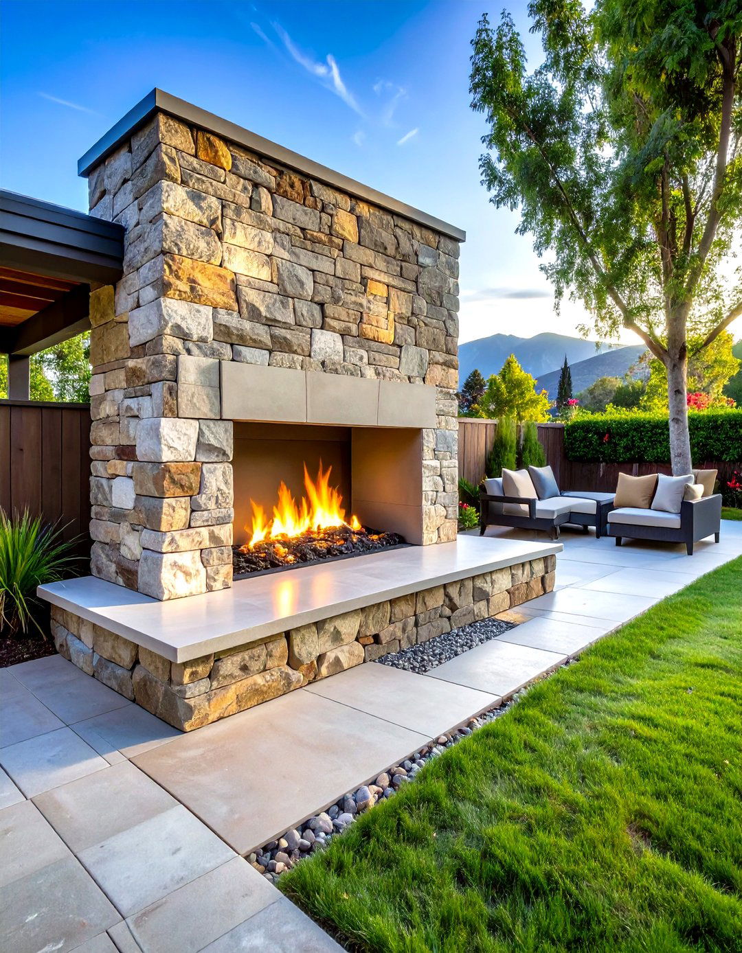 Linear Fireplace with Cantilevered Steel Hearth - 20 linear fireplace ideas