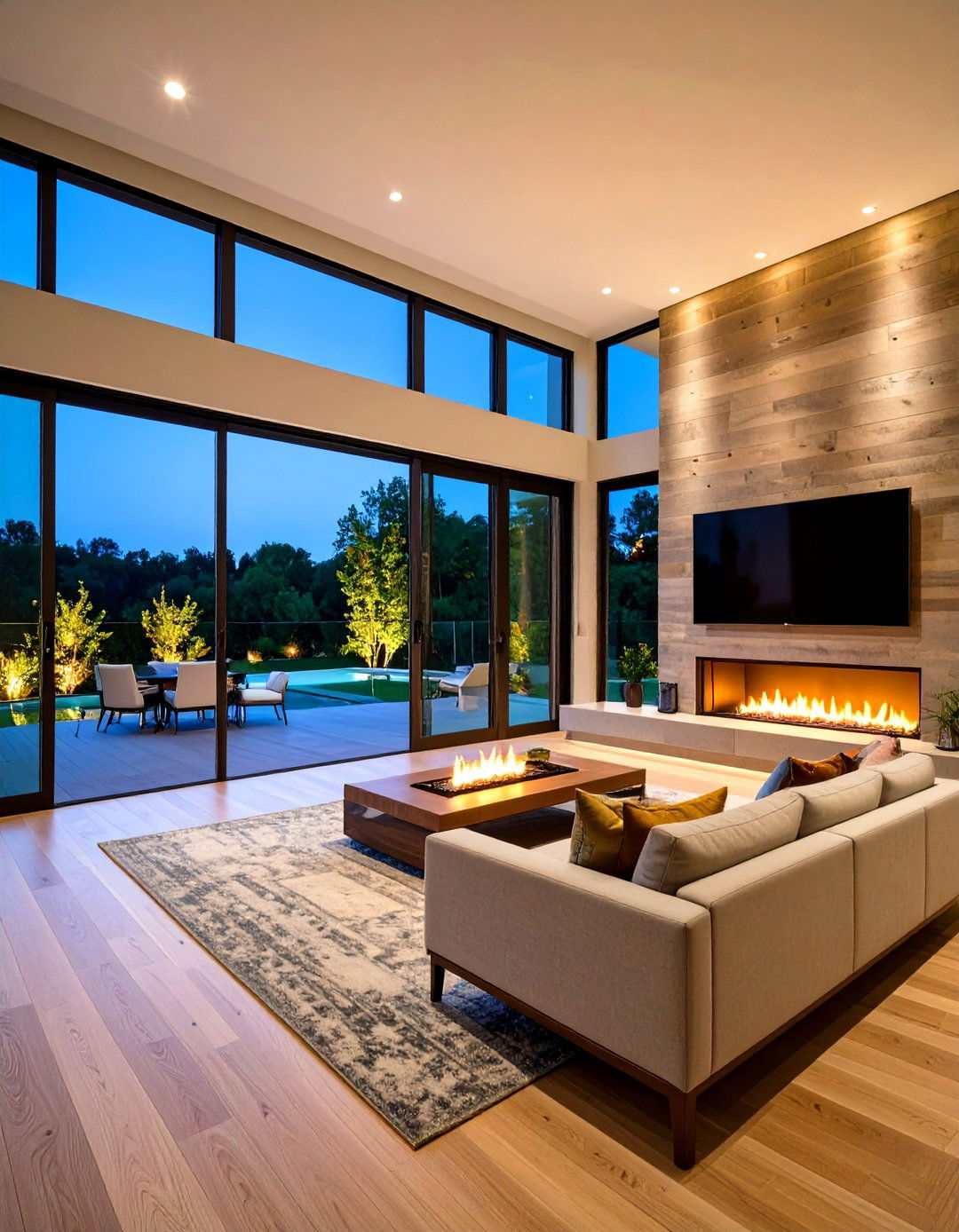 Linear Fireplace with Concrete Surround and Industrial Minimalism - 20 Linear Fireplace Ideas With Tv Above
