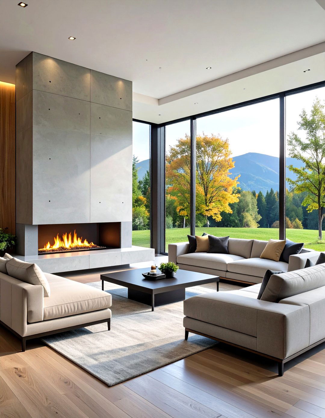 Linear Fireplace with Floor to Ceiling Windows - 20 Fireplace Between Windows Ideas