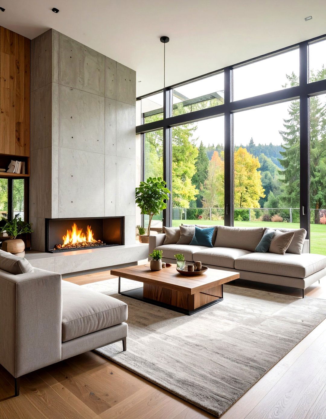 Linear Fireplace with Integrated Media Center - 20 linear fireplace ideas