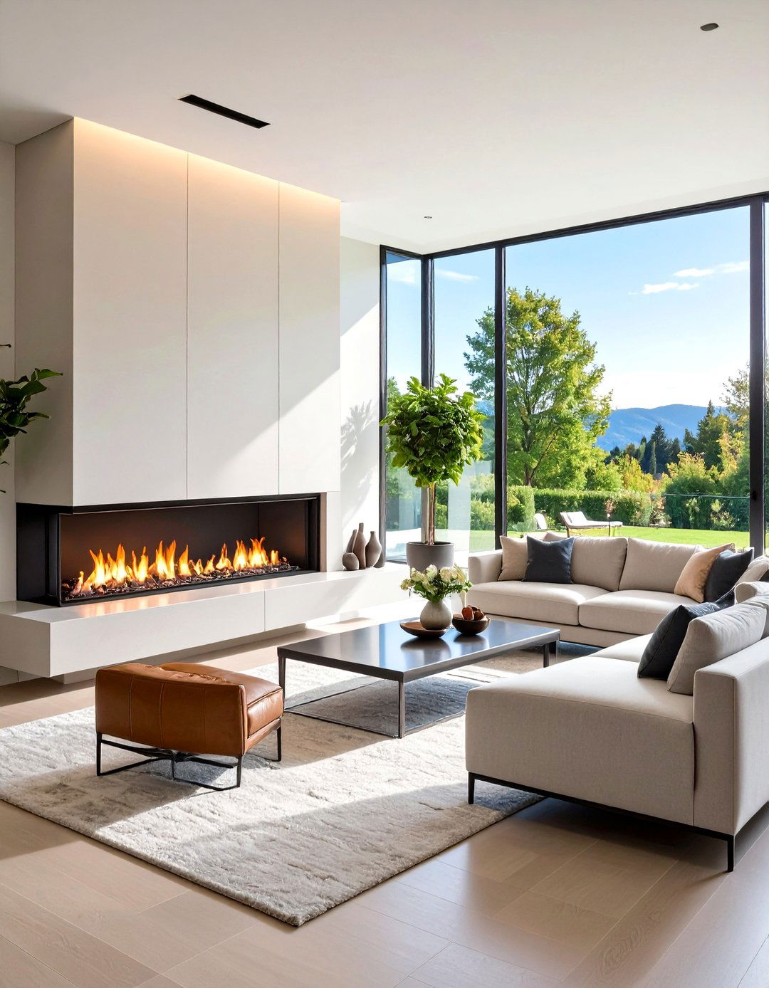 Linear Fireplace with Vertical Shiplap Accent Wall - 20 linear fireplace ideas
