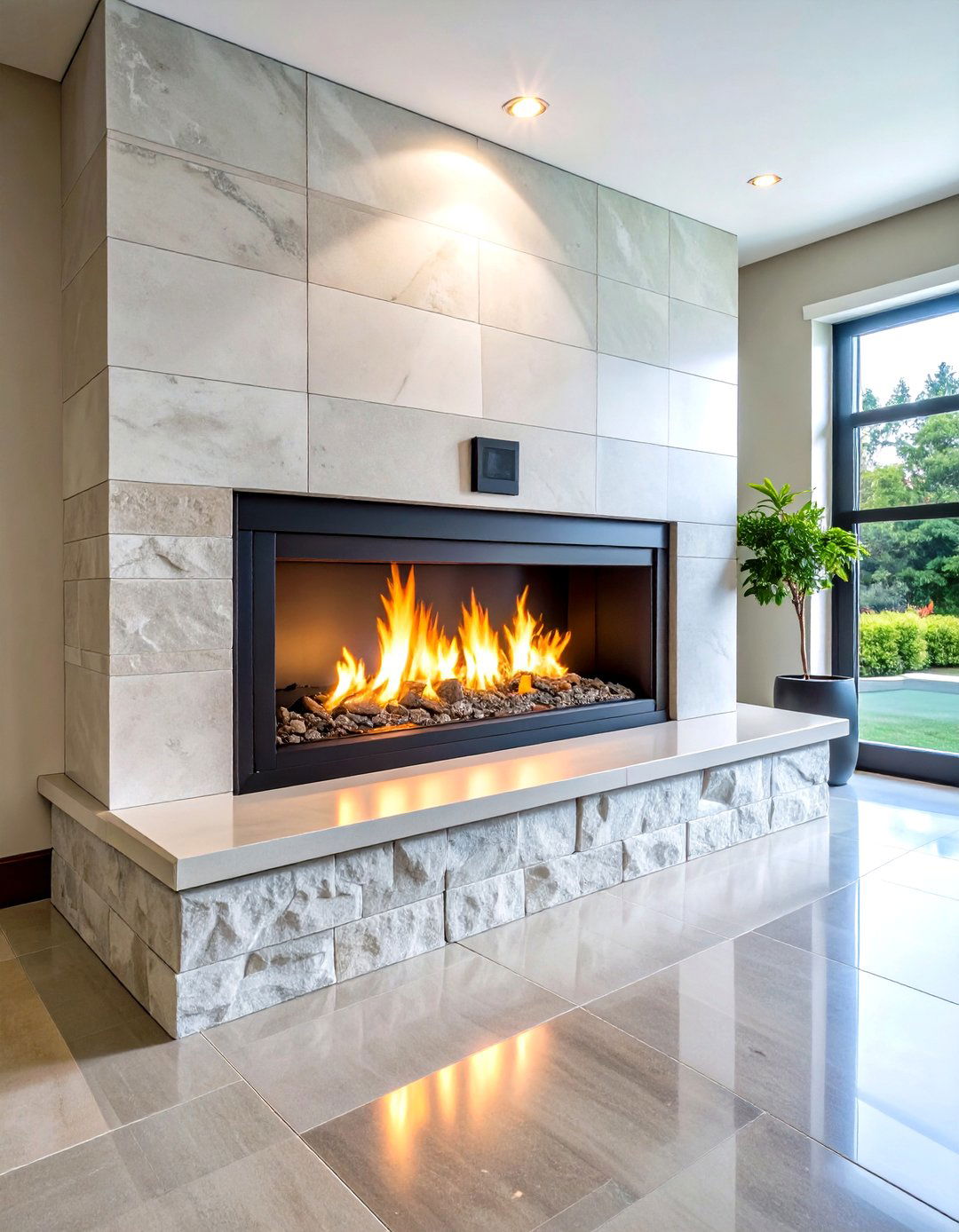 Linear Gas Fireplace - 20 Fireplace Ideas