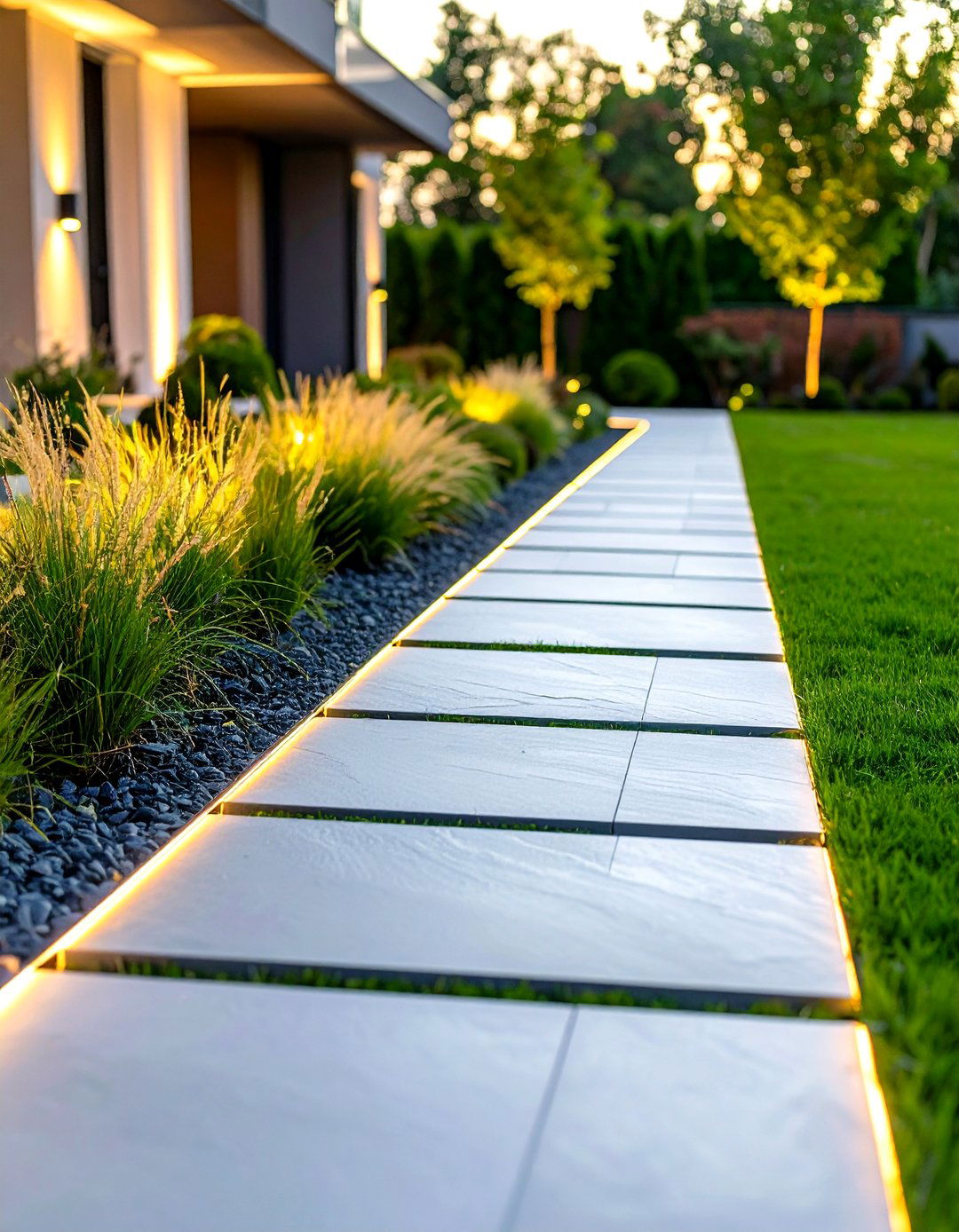 Linear Slate Slab Contemporary Walk - 20 walkway ideas