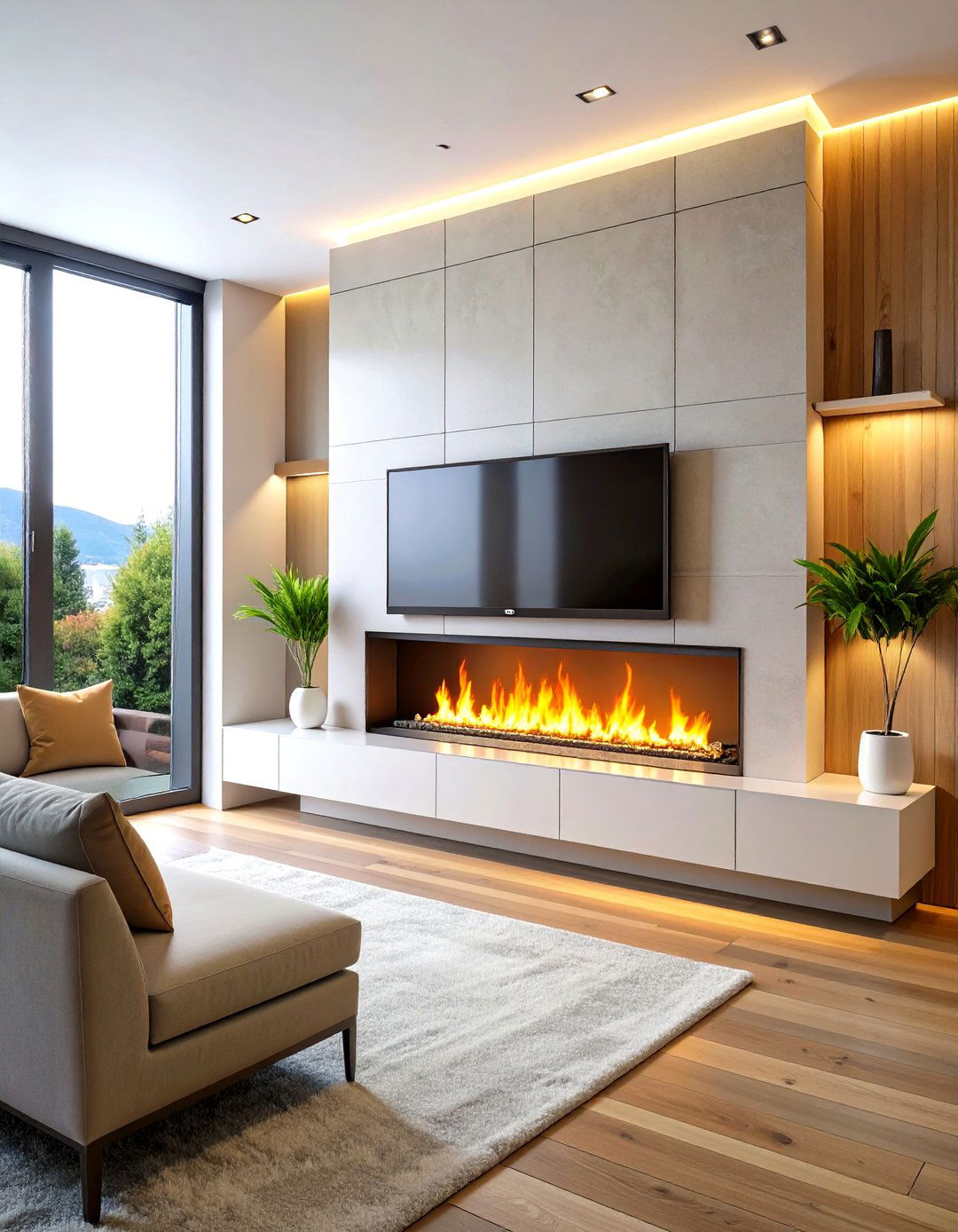 Linear Wall Mounted Electric Fireplace - 20 Small Living Room Fireplace Ideas