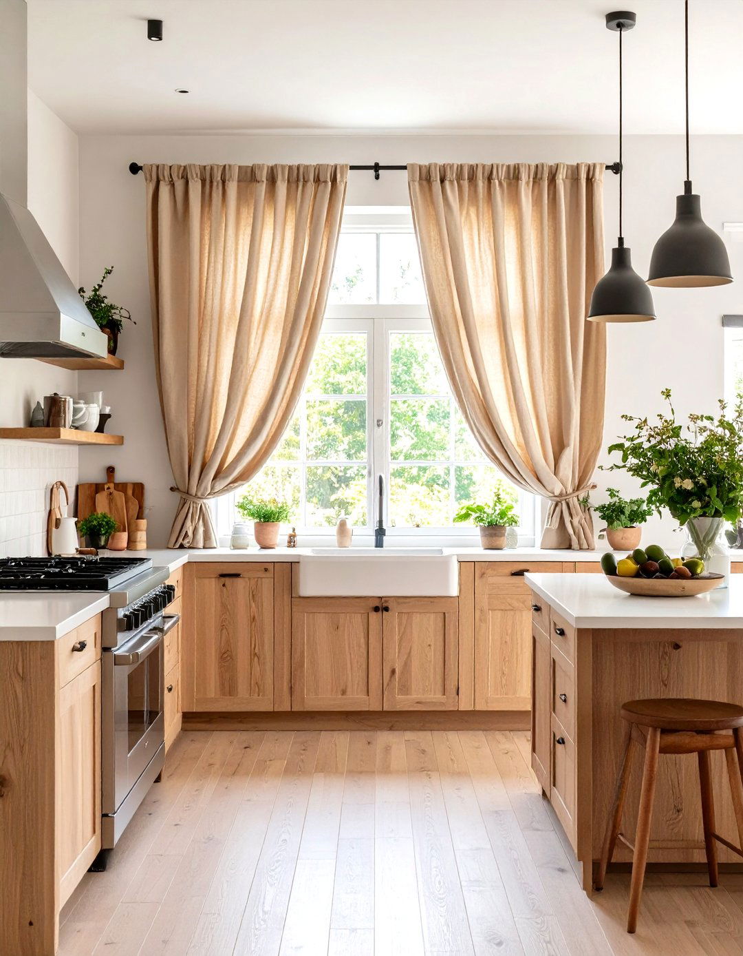Linen Blend Natural Kitchen Curtain Style - 20 Kitchen Curtain Ideas
