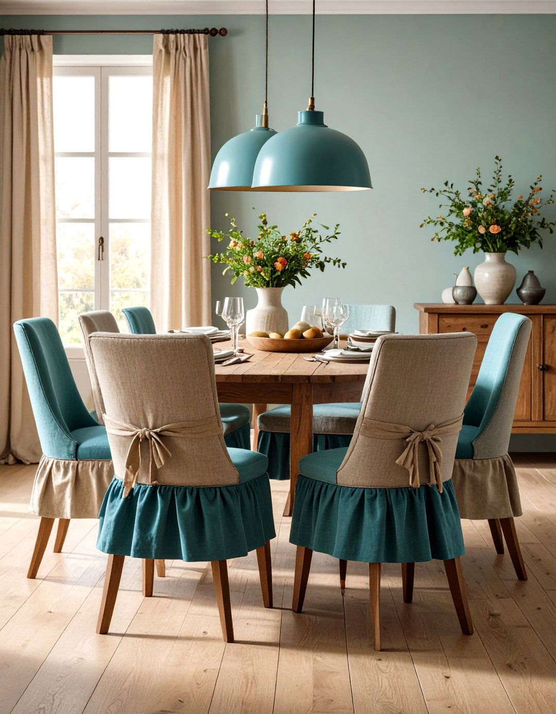 Linen Slipcovered Chairs Deliver Casual Elegance - 20 French Country Dining Room Ideas