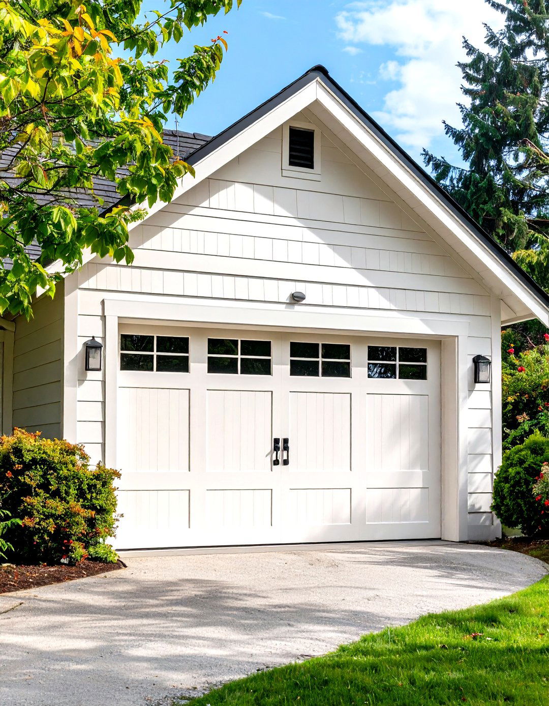 Linen White Garage Door Lightness - 20 Garage Door Paint Ideas