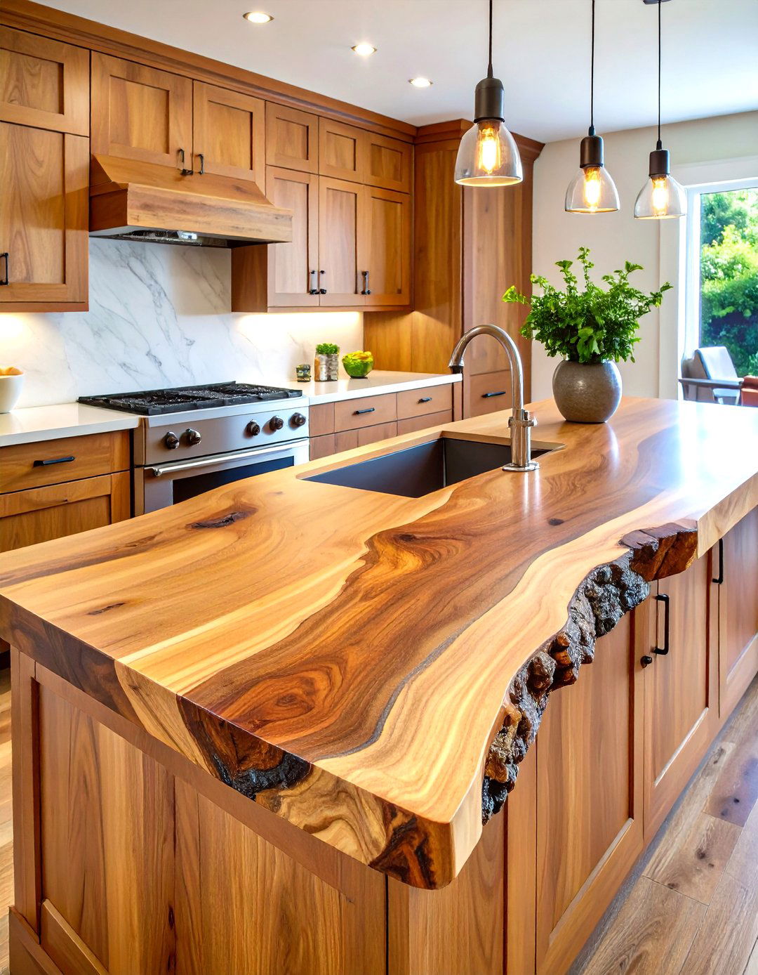 Live Edge Countertops for Organic Warmth in a Cabin Kitchen - 20 Cabin Kitchen Ideas