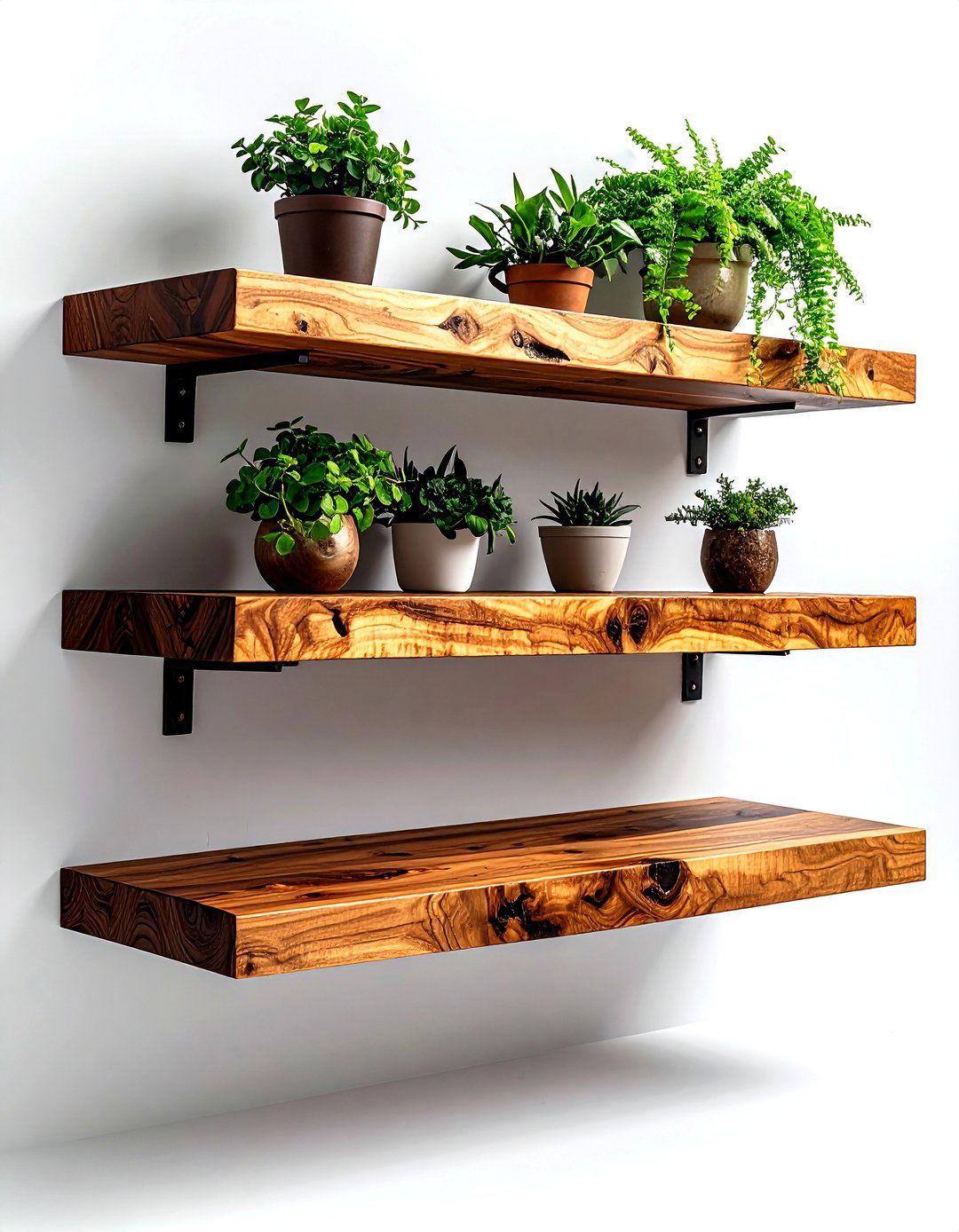 Live Edge Wood Floating Shelves Add Organic Warmth - 20 Floating Shelves Ideas