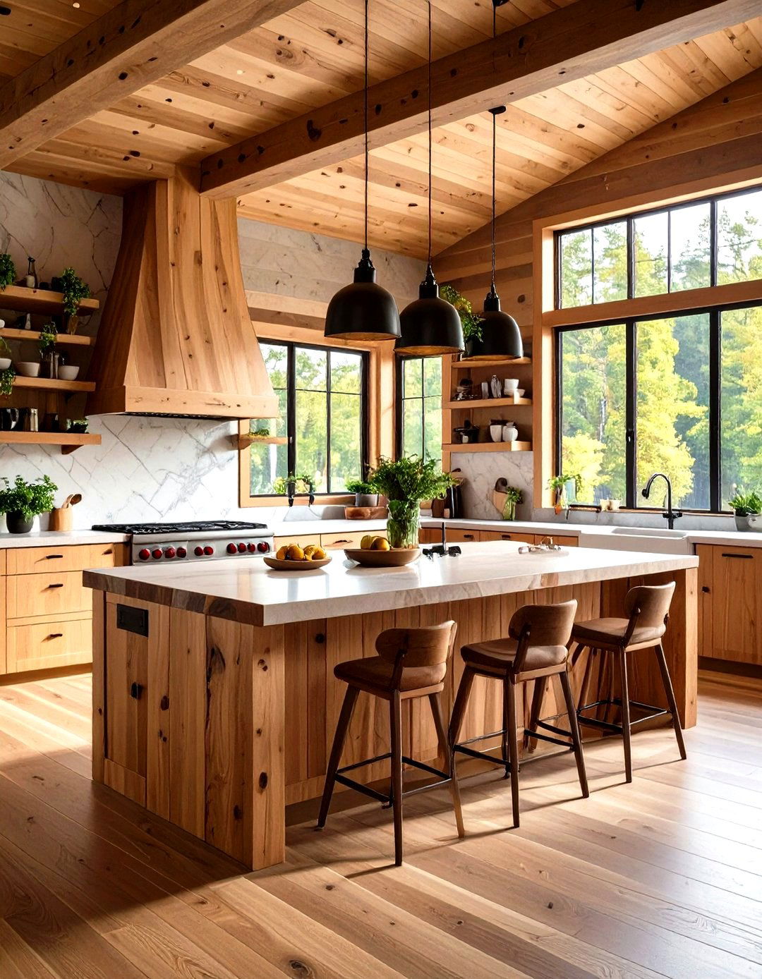 Live Edge Wood Log Cabin Kitchen - 20 Log Cabin Kitchen Design Ideas