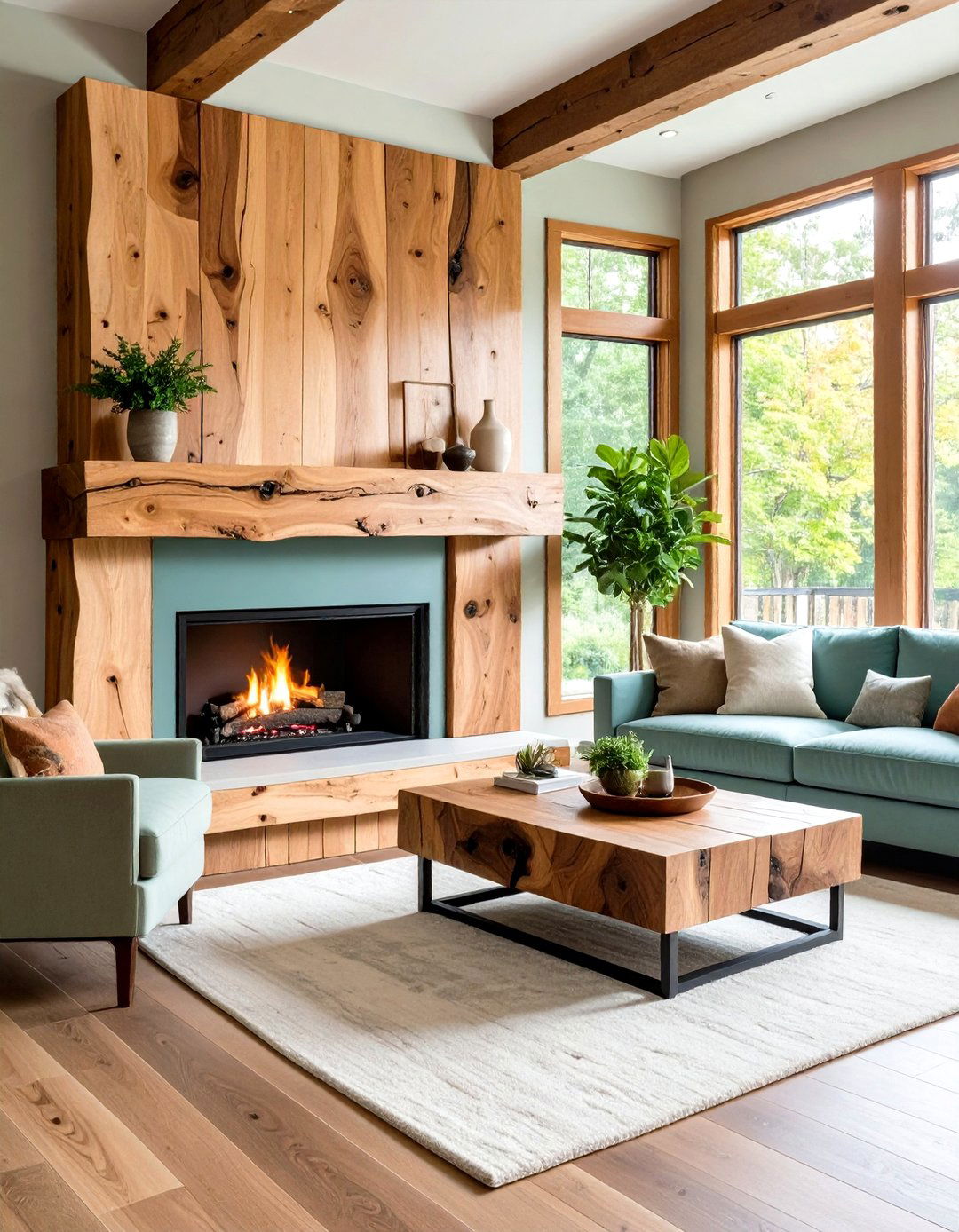 Live Edge Wood Mantel with Natural Beauty - 20 Wood Mantel Ideas