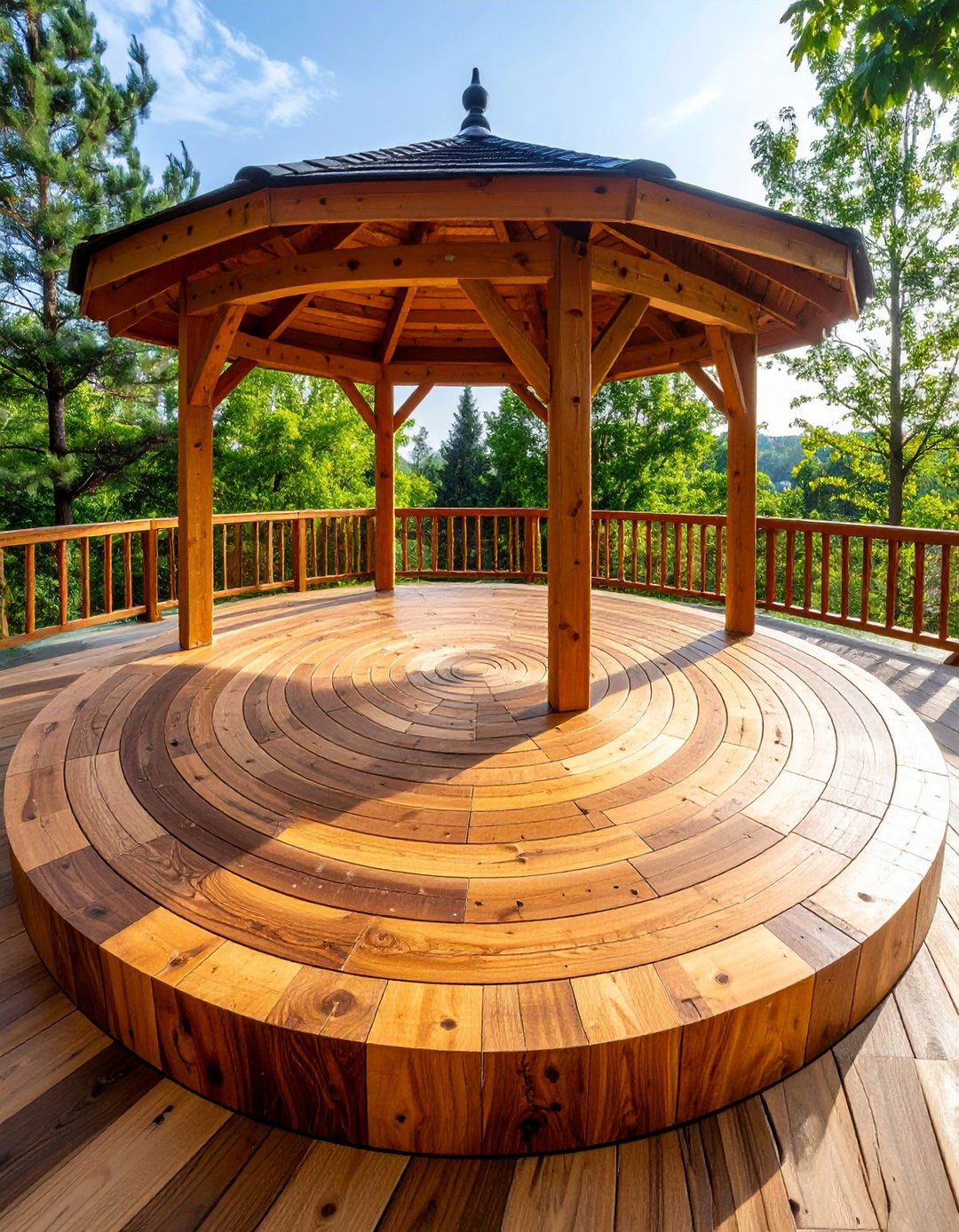 Live Edge Wood Round Gazebo Floor - 20 Gazebo Floor Ideas