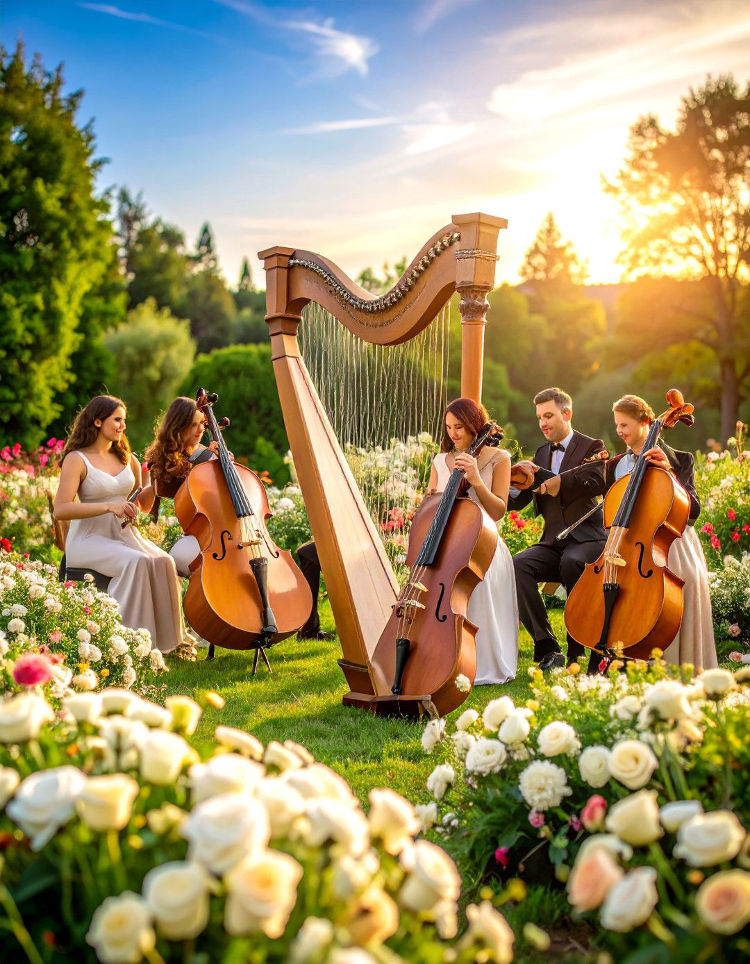 Live Harp or String Quartet Playing Fantasy Scores - 20 Fairytale Wedding Ideas