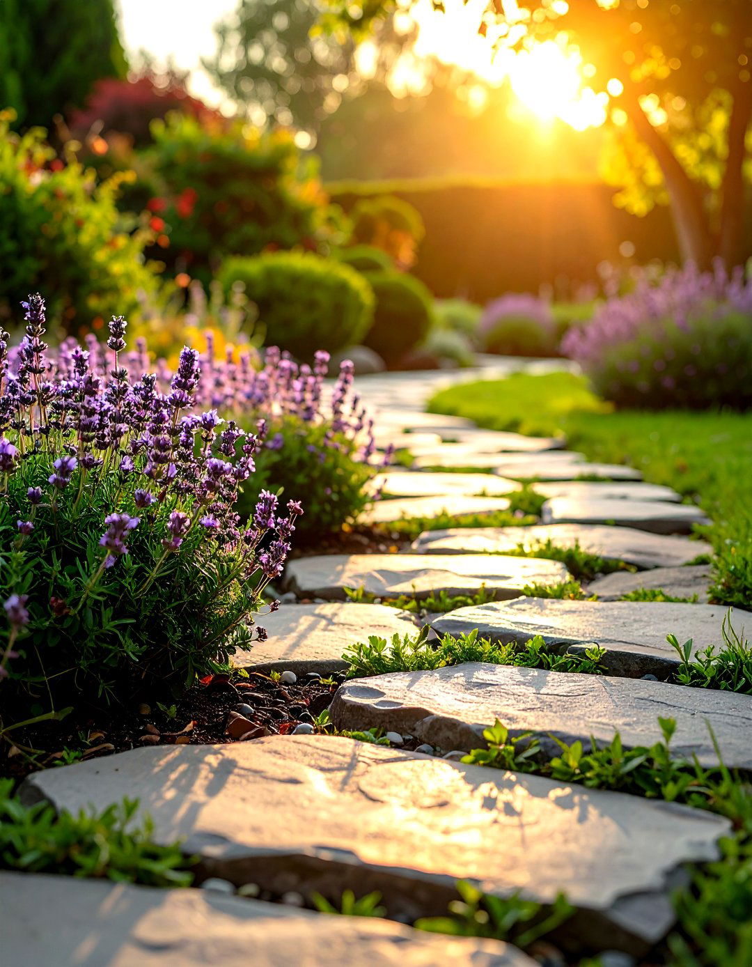 Living Carpet Flagstone Patio with Plant Filled Joints - 20 Flagstone Patio Ideas