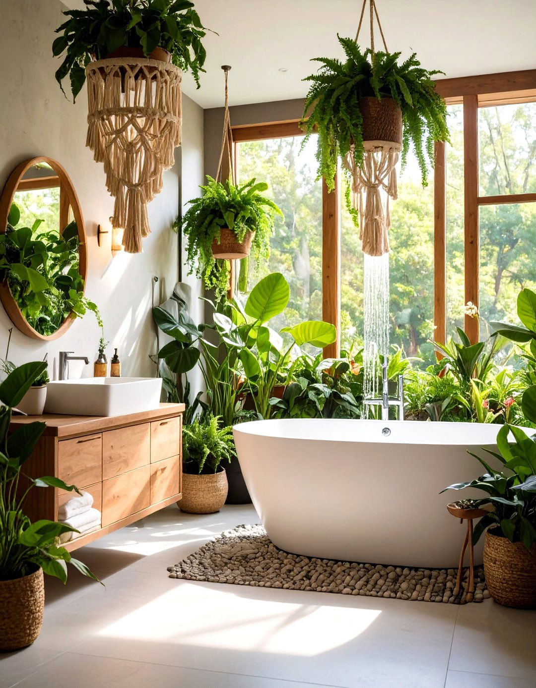 Living Green Bathroom with Humidity Loving Plants - 20 Green Bathroom Ideas