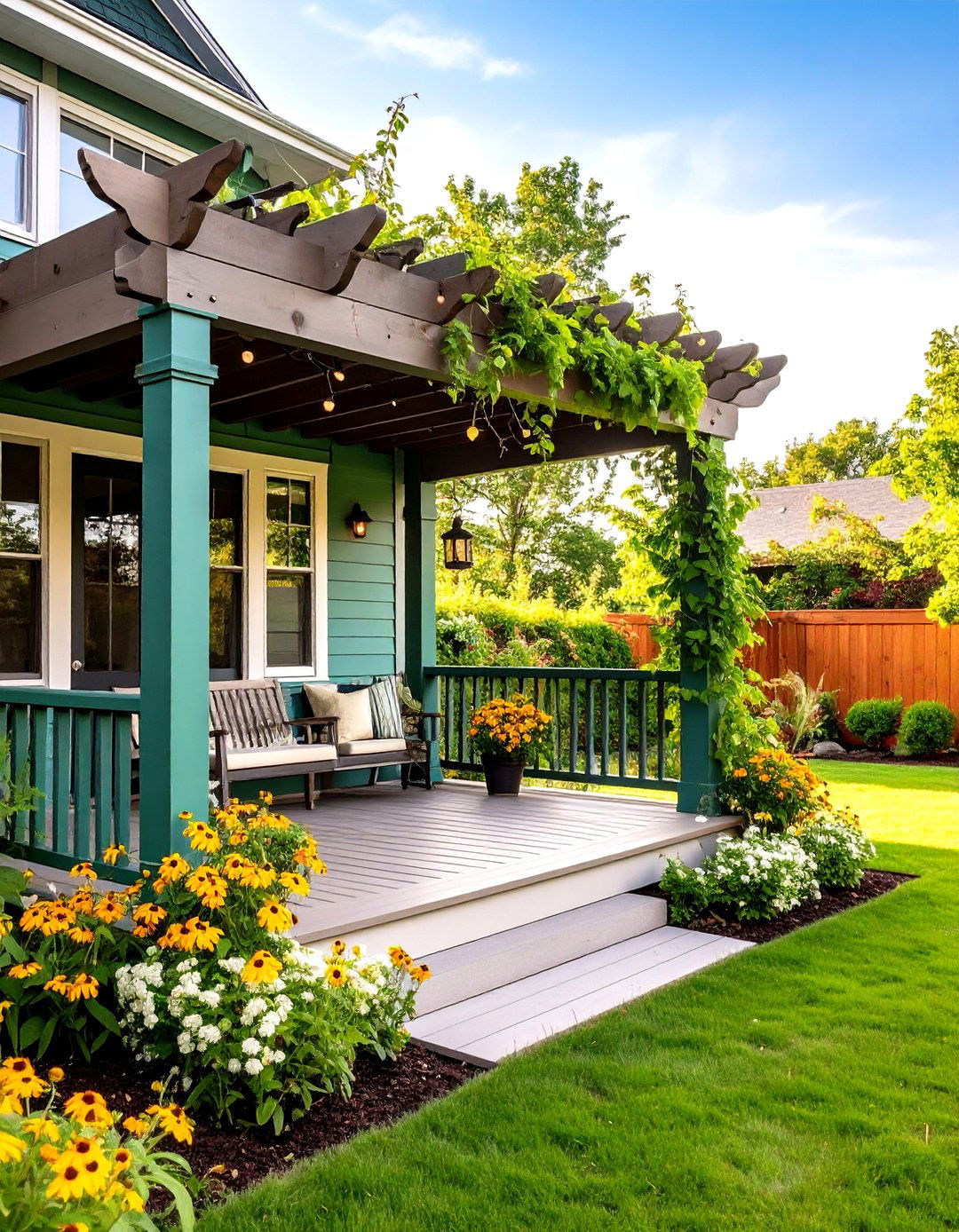 Living Green Front Porch Pergola - 20 Front Porch Pergola Ideas