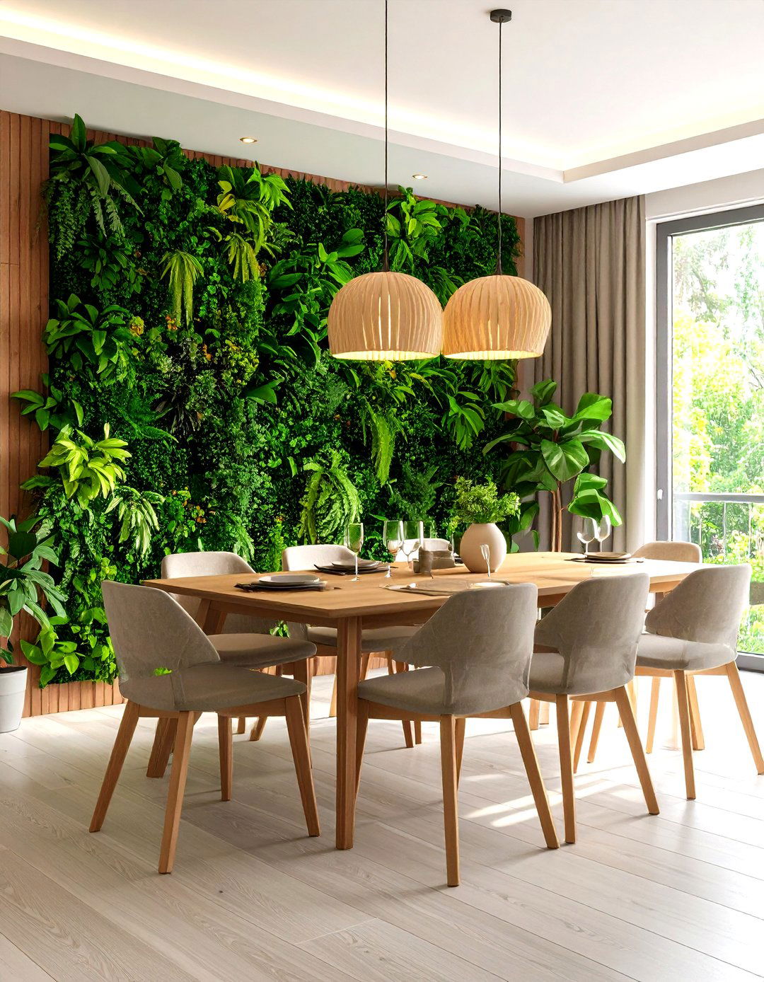 Living Green Wall Accent - 20 Dining Room Accent Wall Ideas