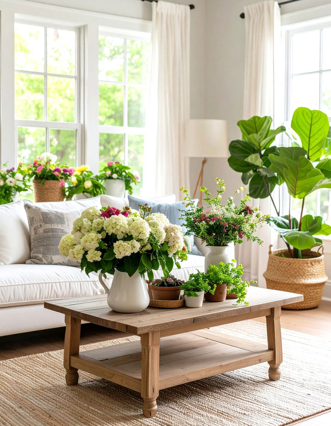 Living Greenery Breathes Life into a Hamptons Living Room - 20 Hamptons Living Room Ideas