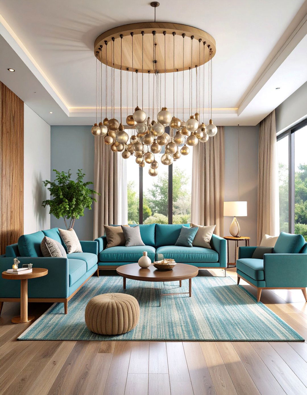 Living Room Beaded Chandelier Textural Interest - 20 Living Room Lighting Ideas