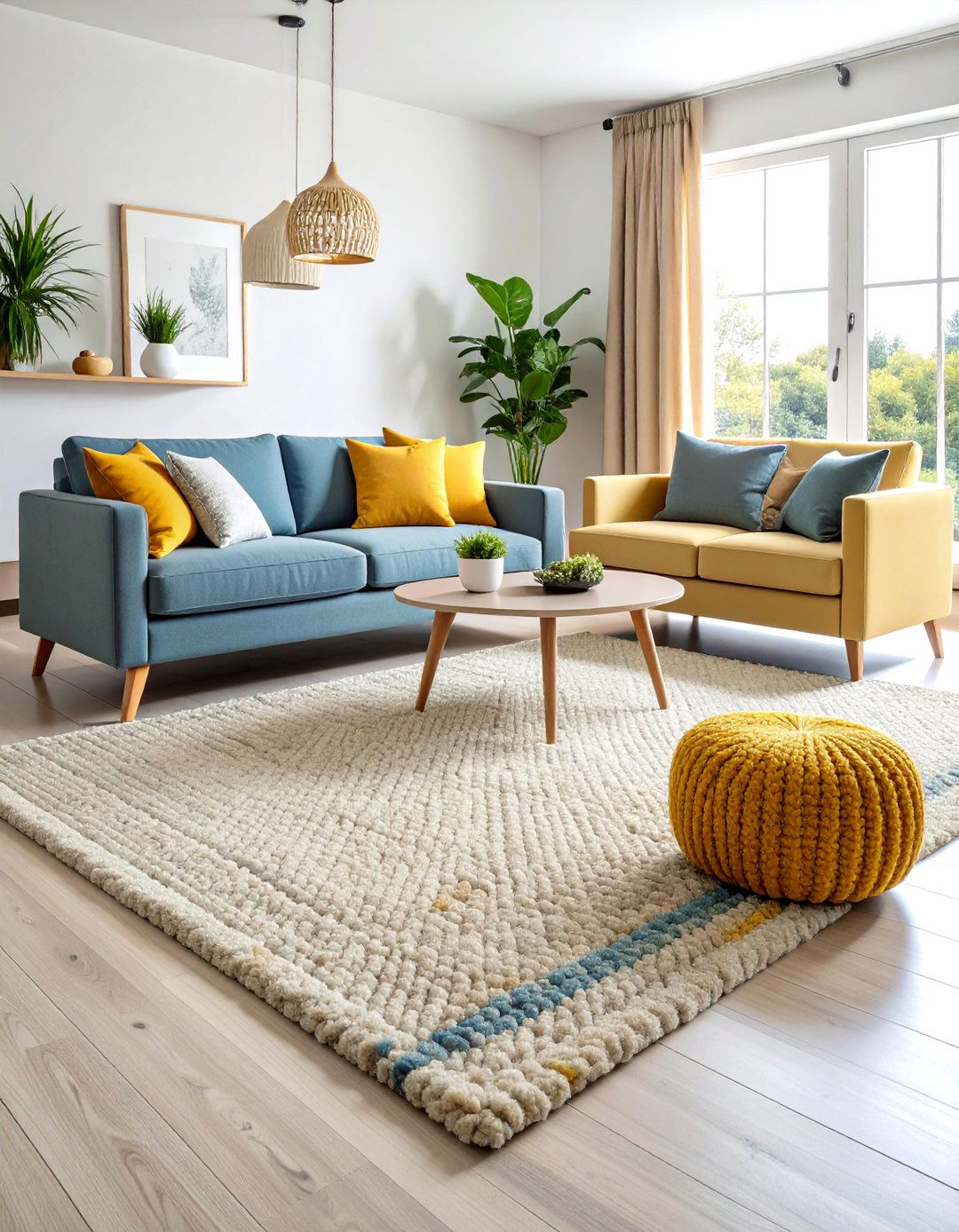 Living Room Carpet Featuring Luxurious Wool Berber Texture - 20 Living Room Carpet Ideas