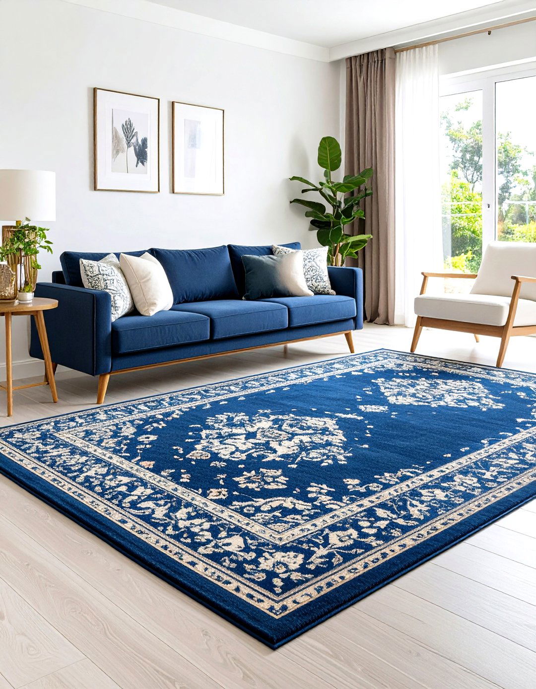 Living Room Carpet Featuring Rich Navy Blue Elegance - 20 Living Room Carpet Ideas