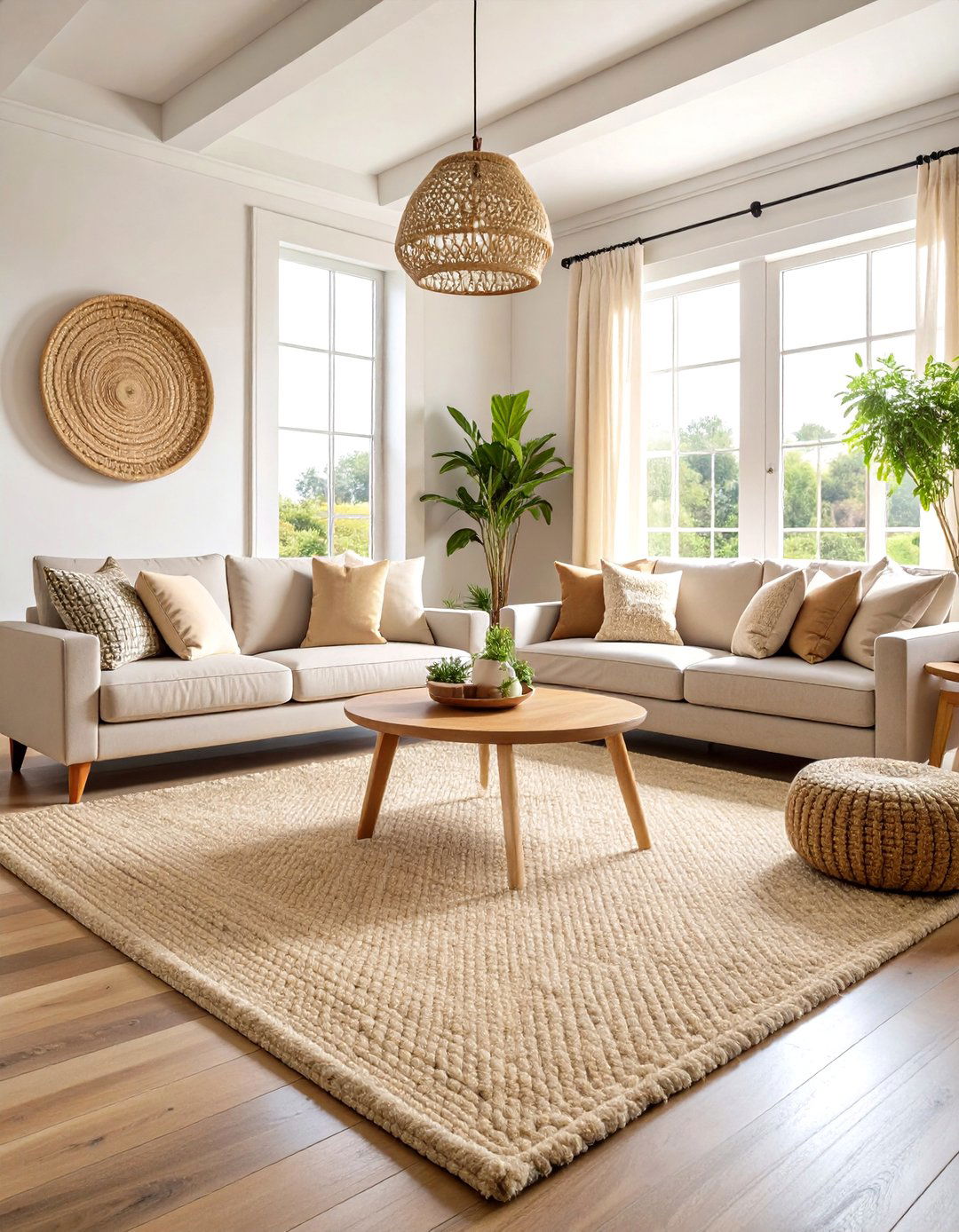 Living Room Carpet Featuring Sustainable Jute and Wool Blend - 20 Living Room Carpet Ideas