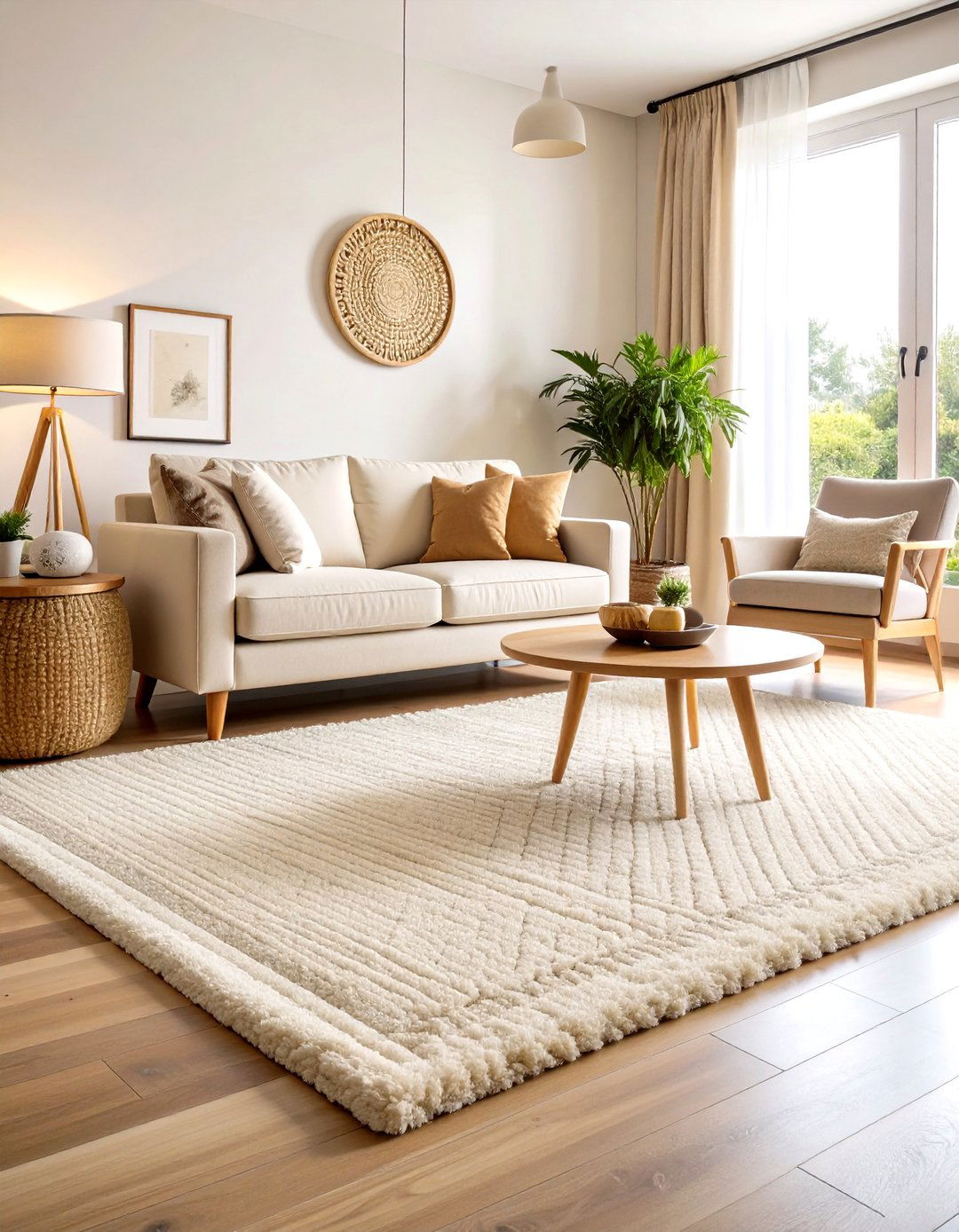Living Room Carpet in Classic Cream and Ivory Elegance - 20 Living Room Carpet Ideas