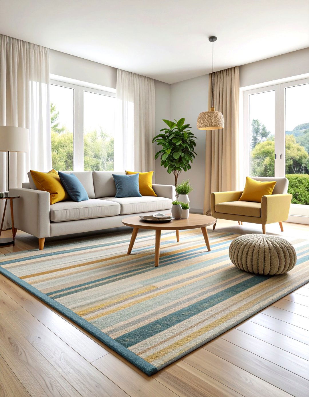 Living Room Carpet with Organic Striped Patterns - 20 Living Room Carpet Ideas