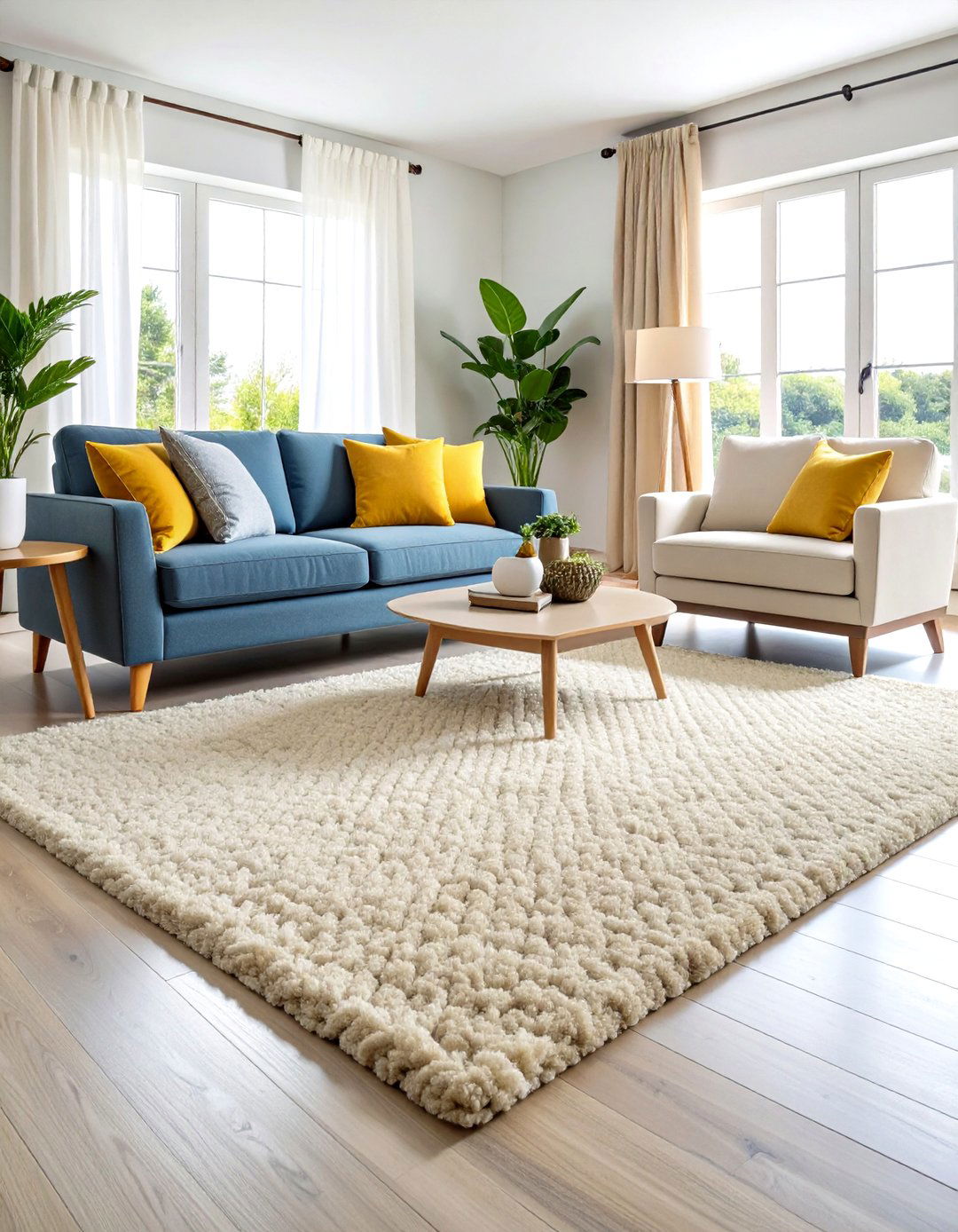 Living Room Carpet with Plush Frieze Twisted Texture - 20 Living Room Carpet Ideas