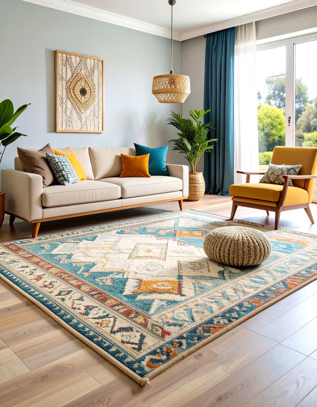 Living Room Carpet with Textured Cut and Loop Construction - 20 Living Room Carpet Ideas