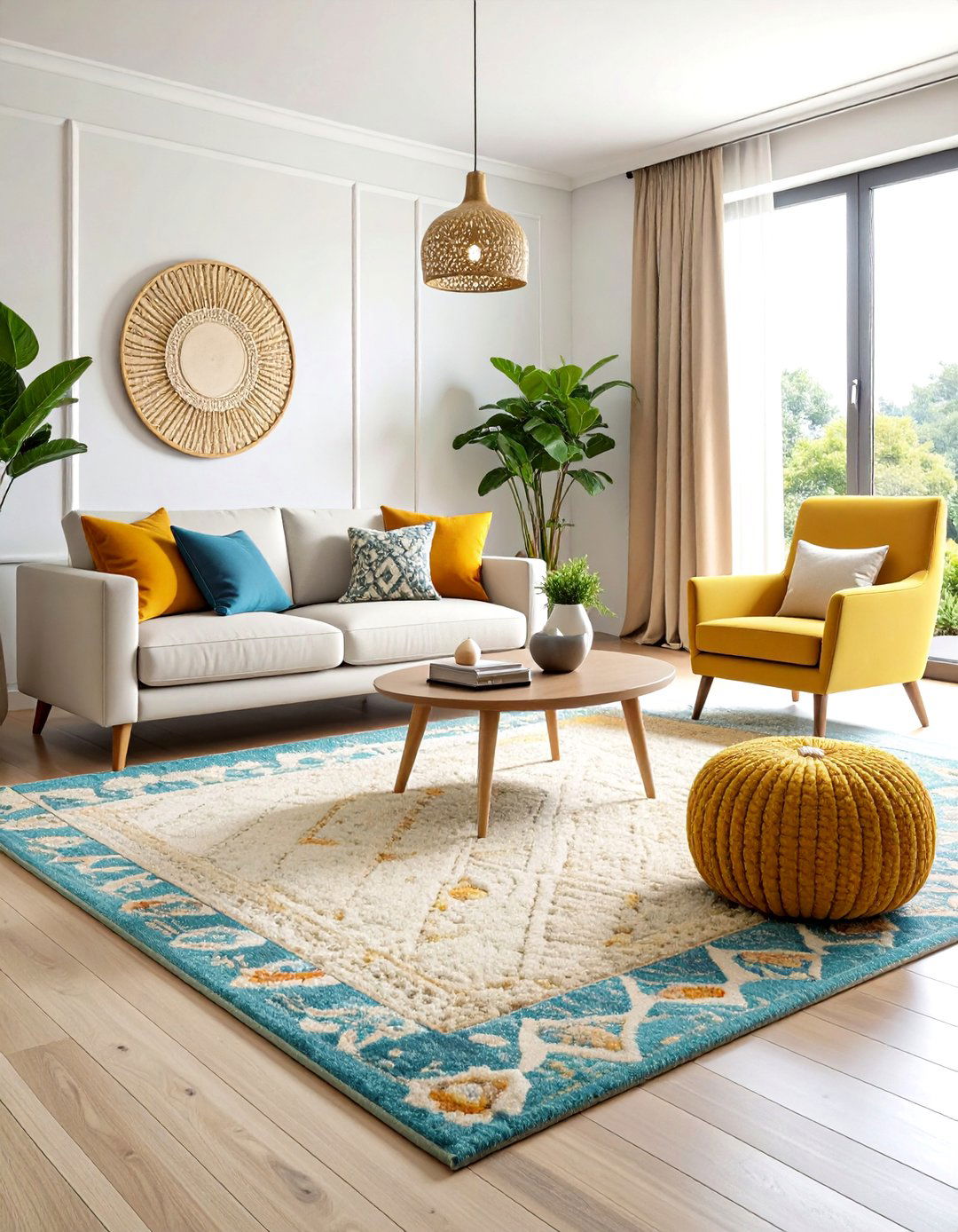 Living Room Carpet with Three Dimensional Textural Elements - 20 Living Room Carpet Ideas